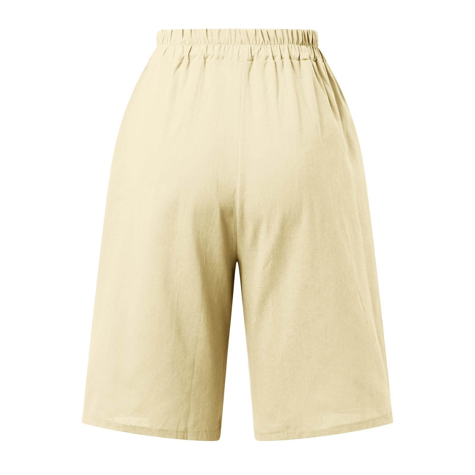 Women's Linen Bermuda Shorts - Knee-Length Cotton Summer Pants for Casual Outings