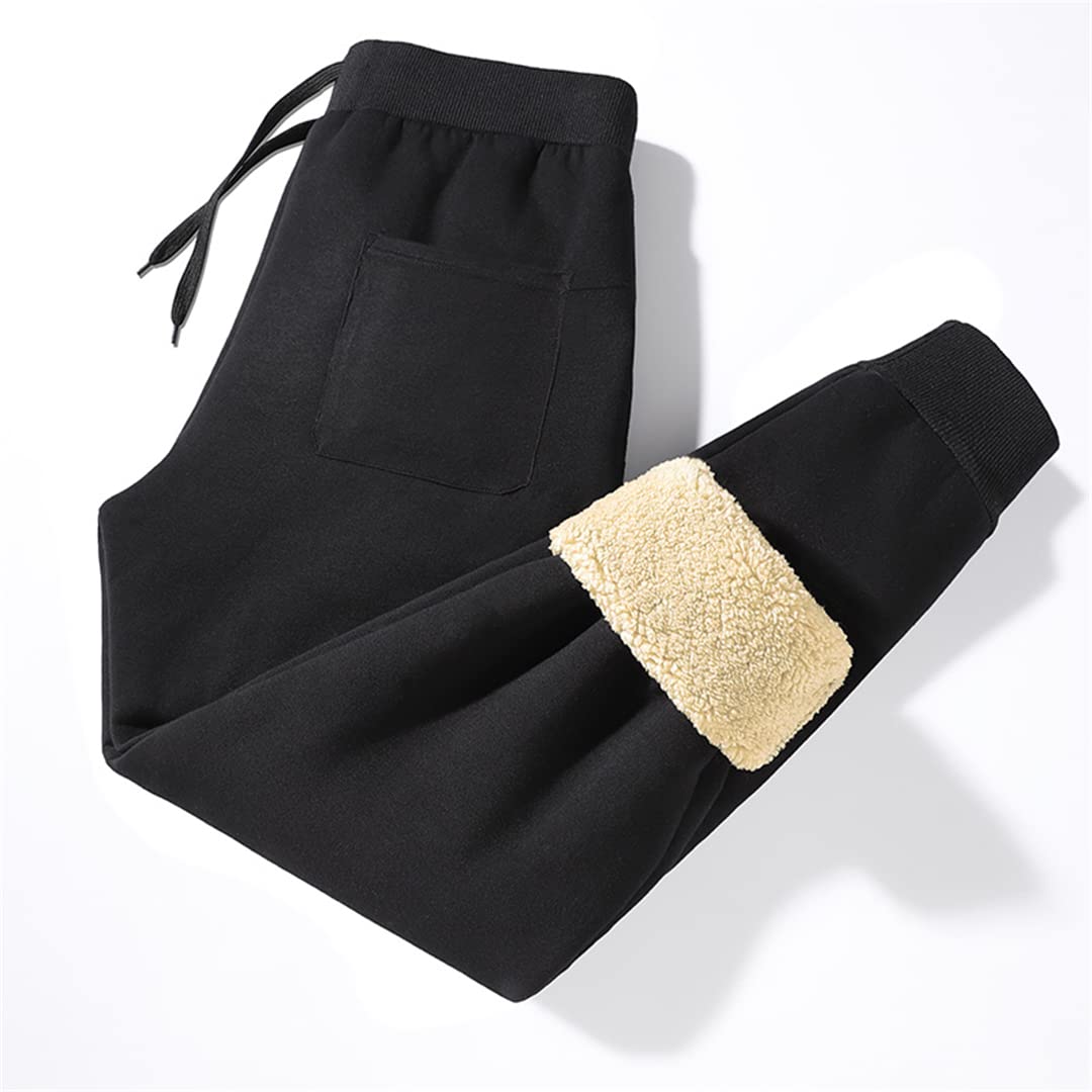 Premium Men's Wool Velvet Cashmere Fleece Joggers - Super Warm Winter Sweatpants with Heavyweight Insulation | Ideal for Cold Weather, Lounging & Outdoor Activities