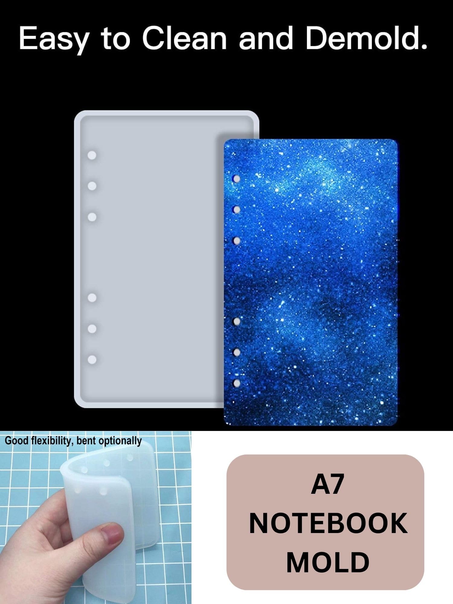 Snoogg A7 Size Silicone Mold for Epoxy Resin Casting - DIY Notebook Cover, Resin Art, Home Decor & Handmade Gifts - Perfect for Craft Projects, Personalized Presents & Creative Scrapbooking