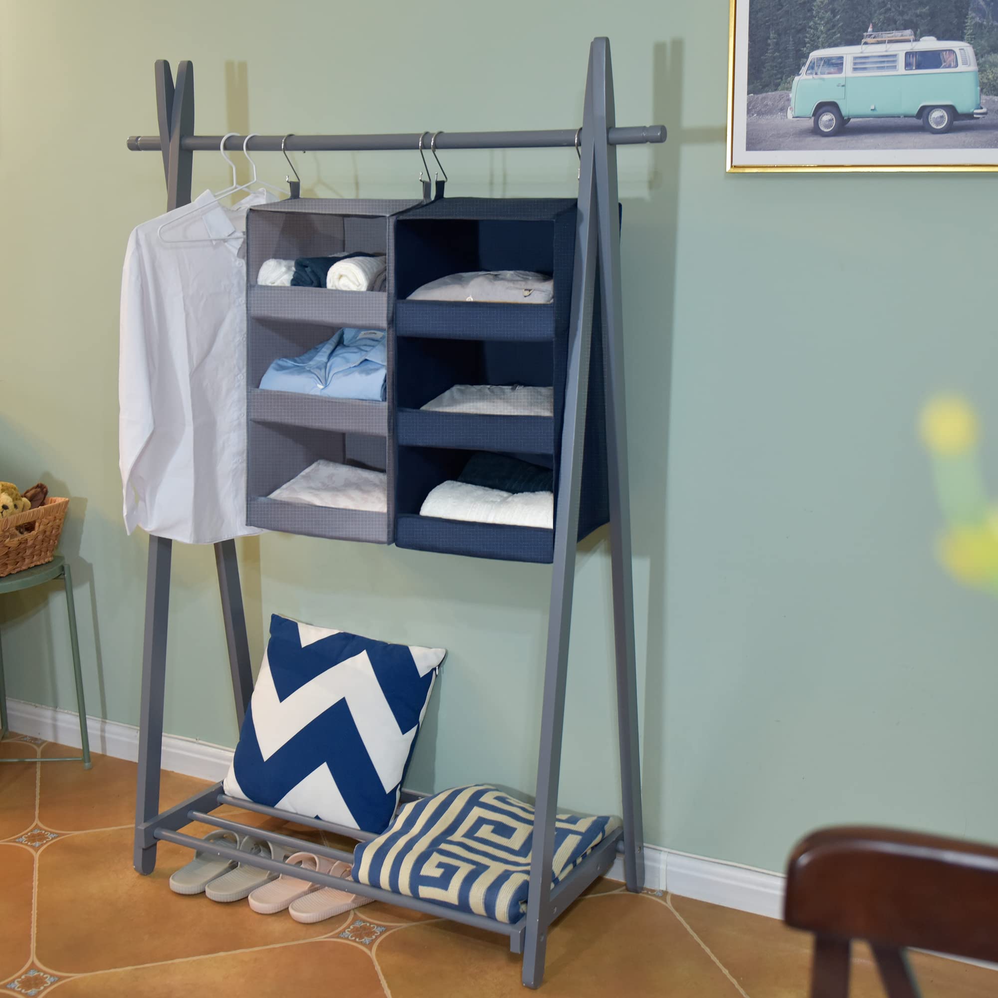 GRANNY SAYS Extra Large Rectangle Storage Bins & Hanging Closet Organizer Set - 1-Pack Each - Space Saving Home Organization for Bedroom, Closet, and Office Storage Solutions