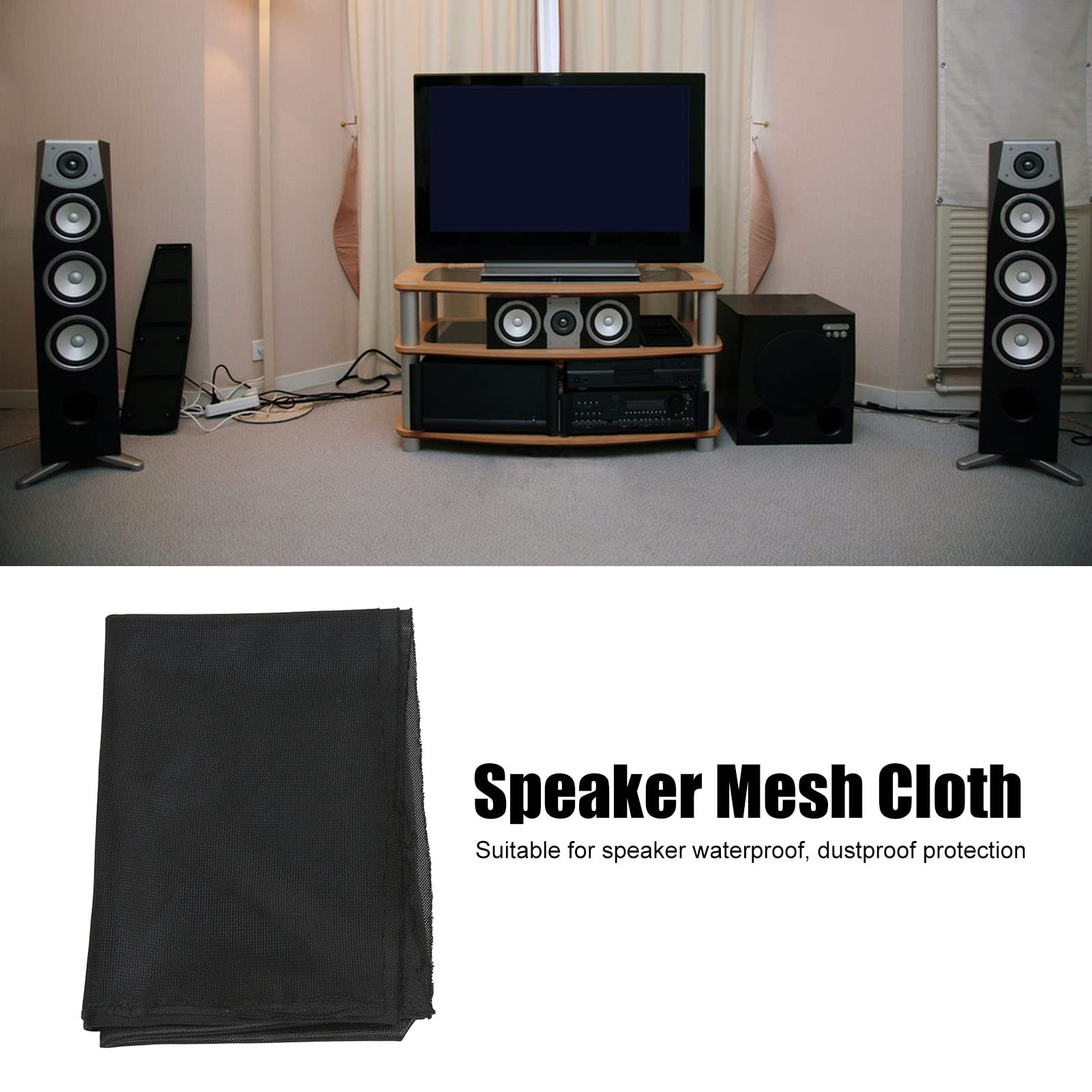 High-Quality Polyester Stereo Speaker Grille Cloth Replacement for Home, Large, and Stage Speakers - Durable Black Fabric for Speaker Housing Repair and DIY Projects