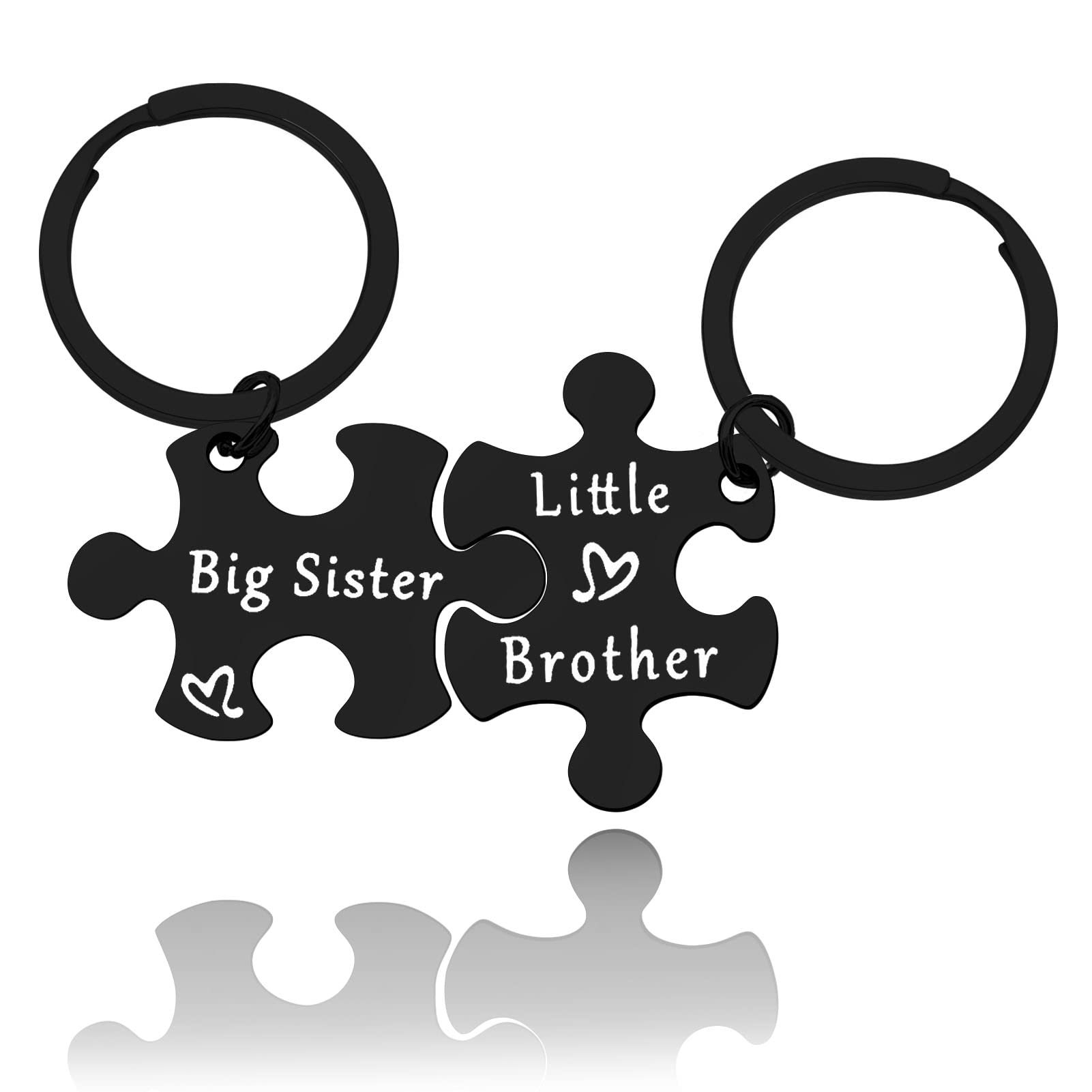 **Matching Sister Brother Keychain Set - Personalized Family Gifts for Little Brother & Big Sister - Engraved Keyring Jewelry for Birthday, Wedding, Thanksgiving, Christmas - Perfect for Siblings, Couples & Best Friends**    *(Use Case: Ideal for celebrating sibling bonds, anniversaries, or as heartfelt keepsakes for birthdays, holidays, and special occasions.)*