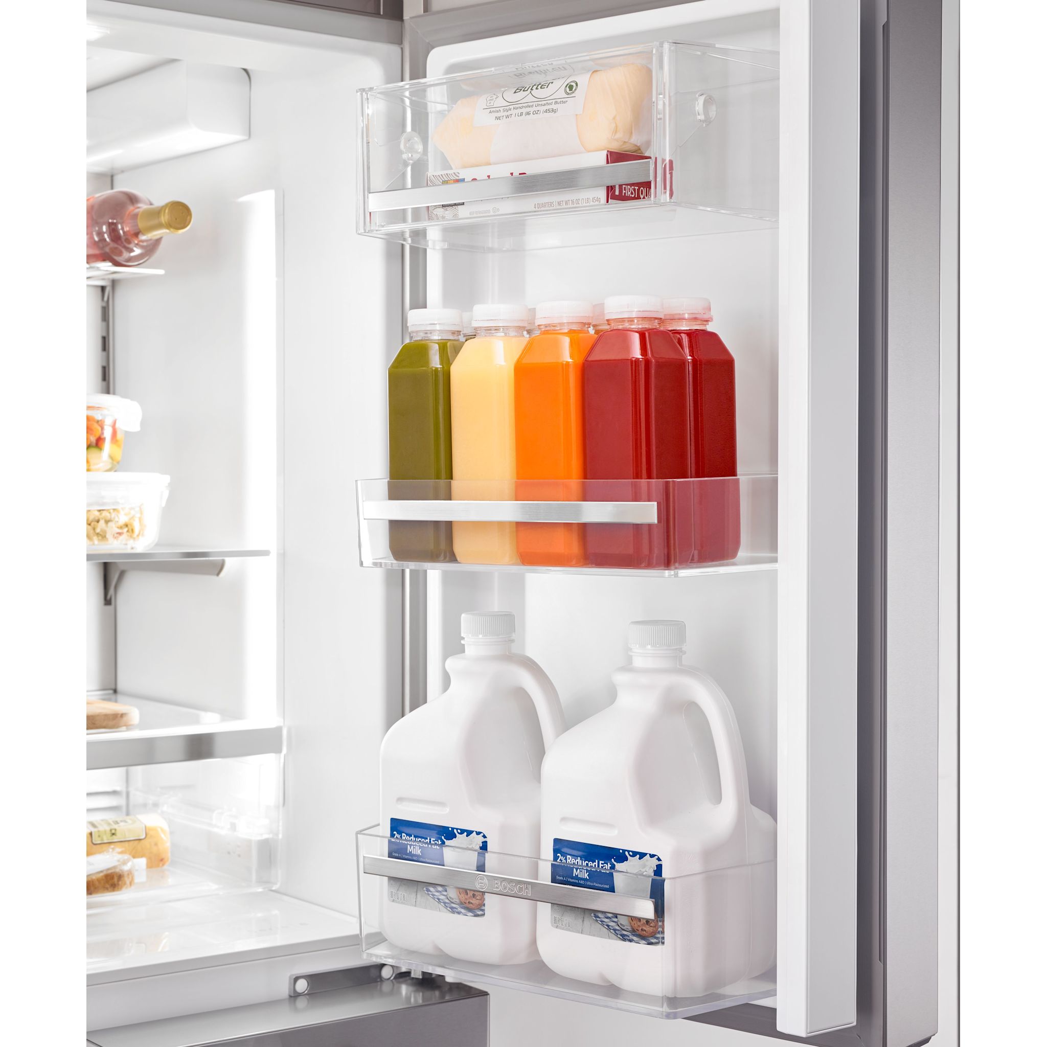 Bosch 36 Inch French Door Refrigerator (B36CT80SNS) - Stainless Steel Counter Depth Smart Fridge with FlexBar, Perfect for Modern Kitchens and Entertaining