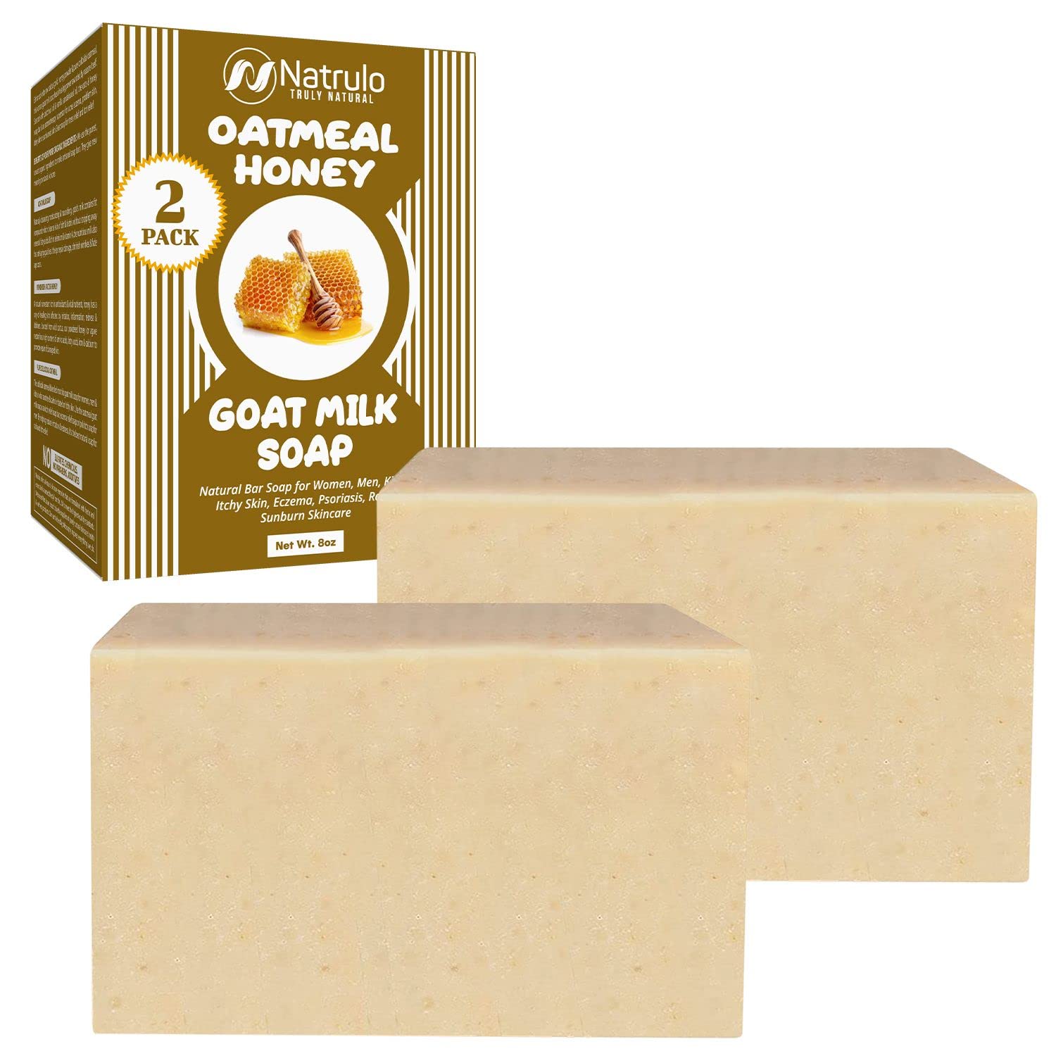 Cactus Honey & Oats Goat Milk Soap Bar 4oz - Natural Moisturizing Soap for Dry, Itchy Skin & Eczema Relief - Gentle Face & Body Cleanser with Colloidal Oatmeal - Perfect for Sensitive Skin Care, Sunburn Relief & Daily Bathing (Pack of 2)