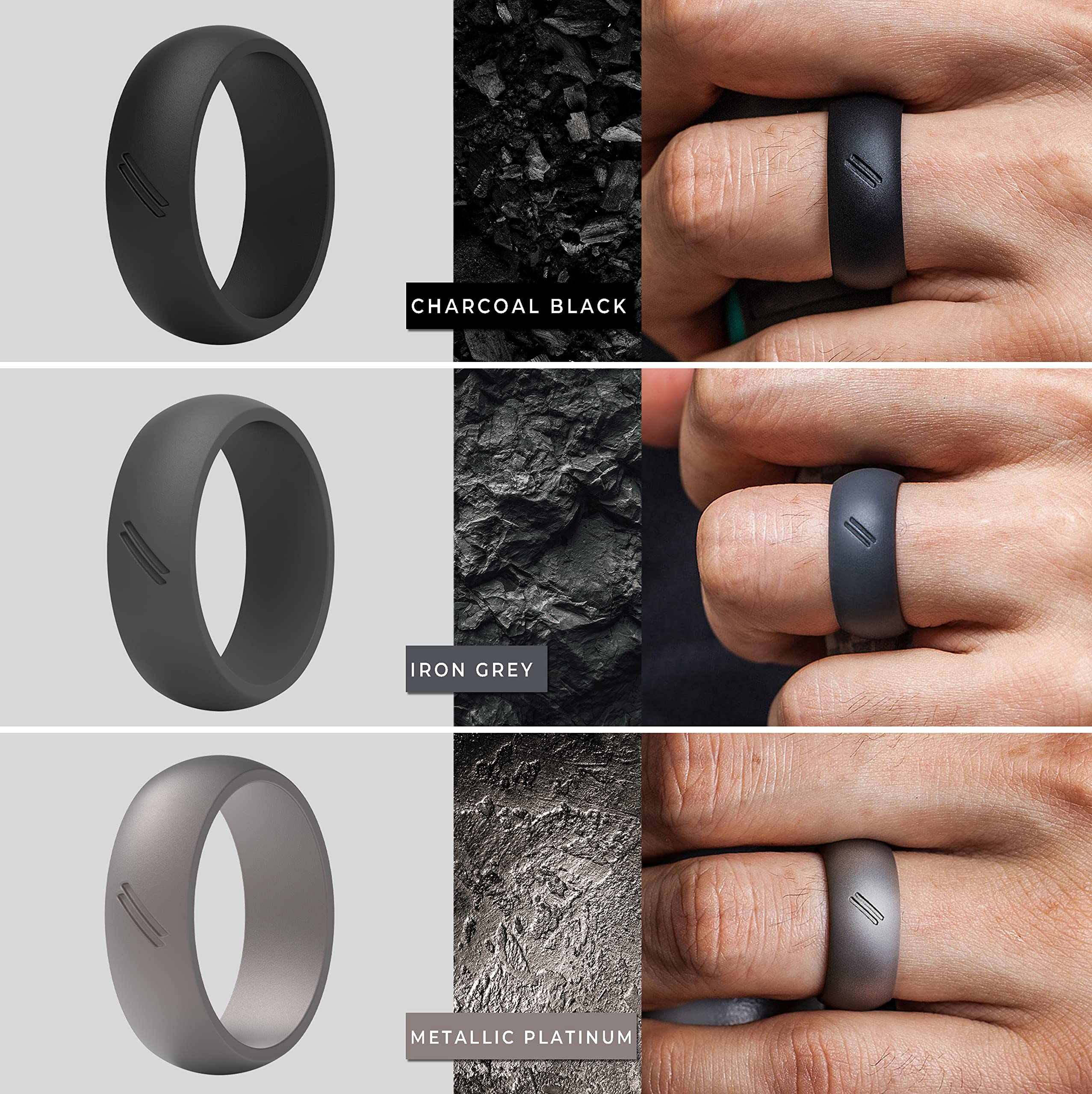 ThunderFit Silicone Wedding Rings for Men - 12 Pack Rubber Engagement Bands, 8.7mm Wide & 2.5mm Thick, Comfortable & Durable - Perfect for Gym, Swimming, Sports & Outdoor Activities