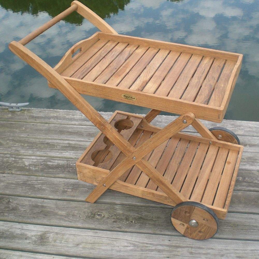 TTC Teak Tray Cart - Portable Serving for Home & Outdoor