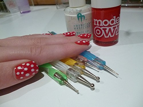 5-Piece Nail Art Dotting & Marbleizing Tool Set - Professional Dotting Pens for Nail Decoration, Stamping & Design - Perfect for DIY Manicures, Salon Use & Nail Art Beginners