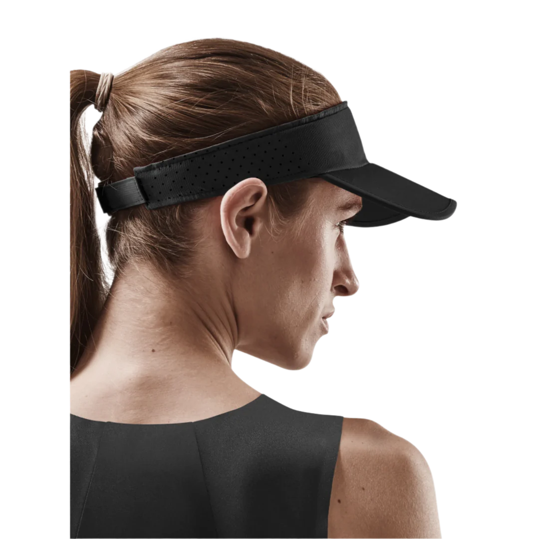 CEP Unisex Running Foldable Visor Cap - Black | Lightweight Adjustable Sun Protection for Men & Women | Perfect for Jogging, Hiking & Outdoor Sports