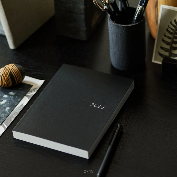 Hobonichi Techo 2025 Planner - Black Gingham HON A5 Size Daily Journal (English Edition) | January Start, Monday Start | Perfect for Work, School & Personal Organization