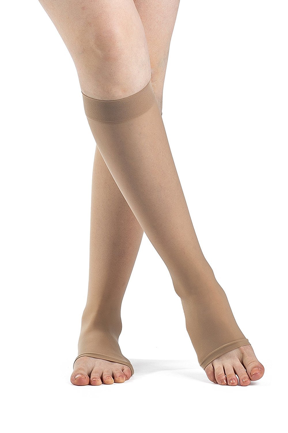 SIGVARIS Women's Style Sheer 780 Open Toe Calf-High Compression Socks 20-30mmHg - Perfect for Travel, Work & Varicose Vein Relief