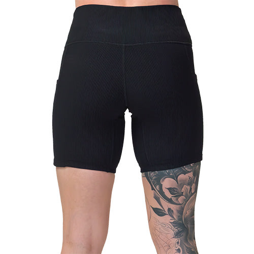 Stylish Ribbed Black Shorts for Women - Comfortable & Trendy Summer Casual Wear