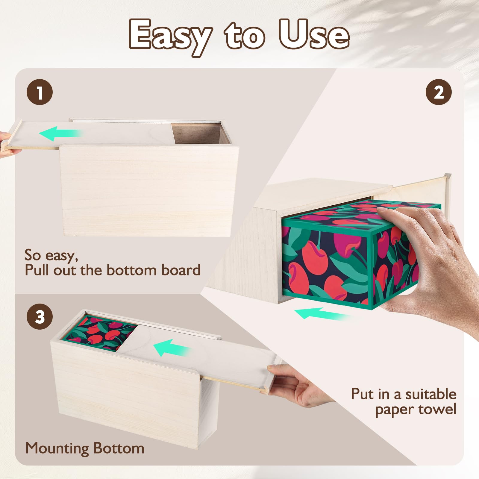 Wooden Tissue Box Cover Holder - Compatible with Kleenex & Disposable Paper Towels | Elegant Tabletop, Bathroom & Office Organizer (White) | Perfect for Home Decor, Guest Rooms & Workplace Desks