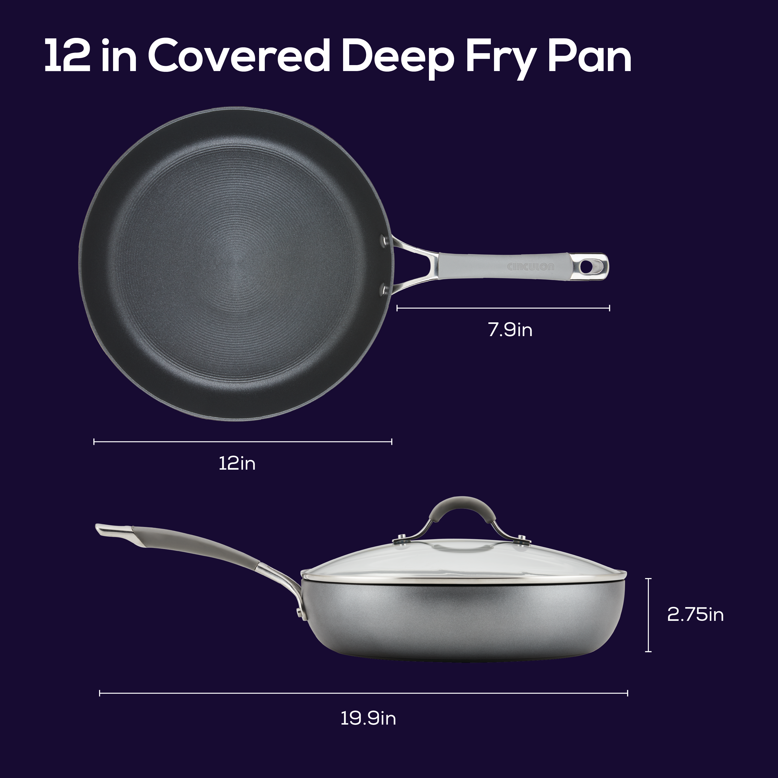 12 Inch Nonstick Deep Frying Pan with Lid - Heavy Duty Cookware for Frying, Sautéing & Braising - Perfect for Home Kitchen, Restaurants & Camping Cooking