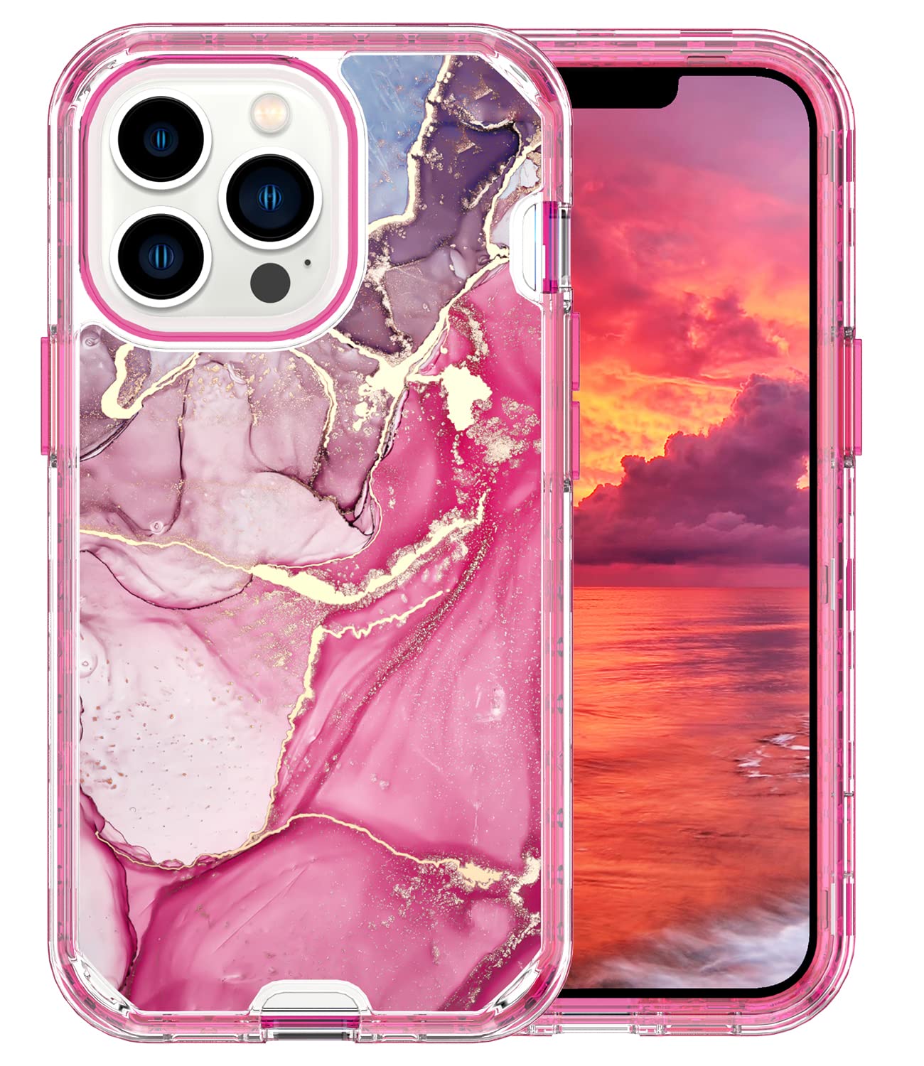 Losin iPhone 13 Pro Max Case (6.7 inch) - Luxury Marble Glitter Protective Cover with Shockproof Design | Fashionable 3-in-1 Phone Case for Women & Girls | Perfect for Daily Use, Work, and Special Occasions