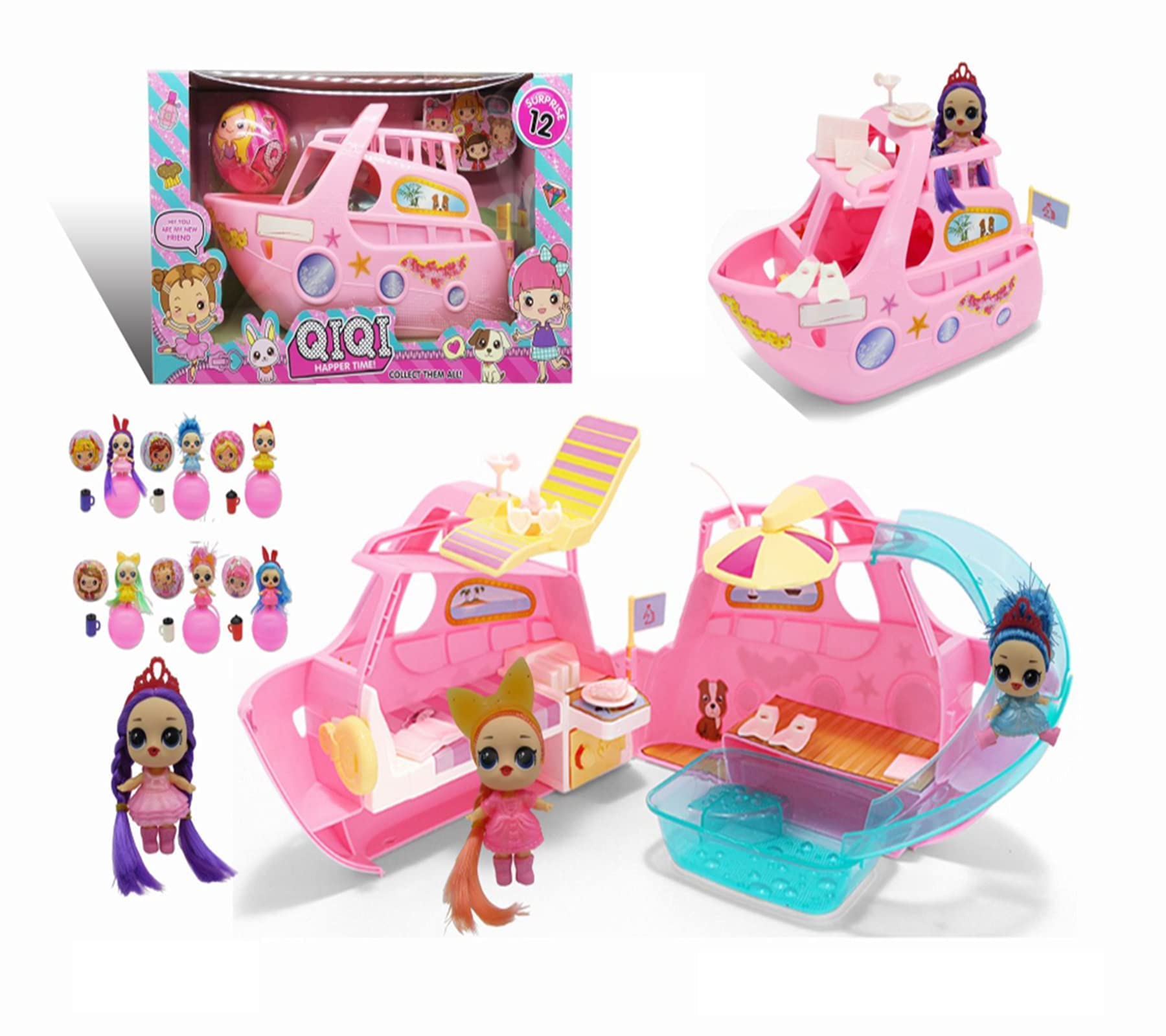4 Inch Surprise Dolls with Dollhouse Set - Pretend Play House & Accessories for Girls - DIY Creative Toys for Kids - Perfect Gift for Birthdays & Playtime