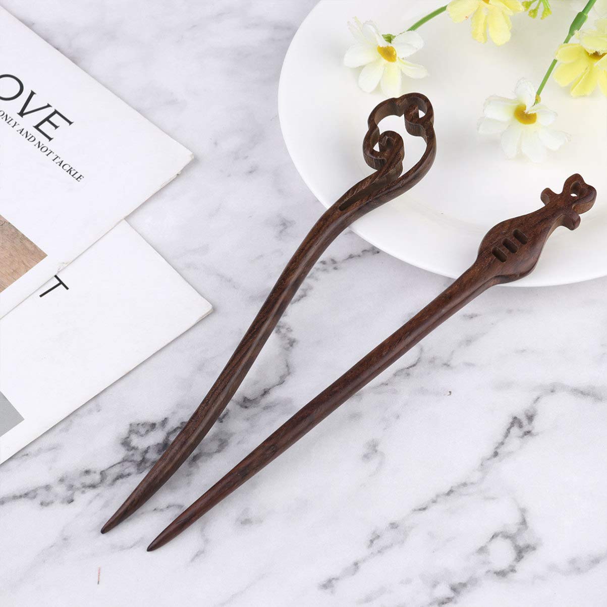 6pcs Wooden Hair Sticks for Women - Fashion Hair Accessories for Updos & Braids
