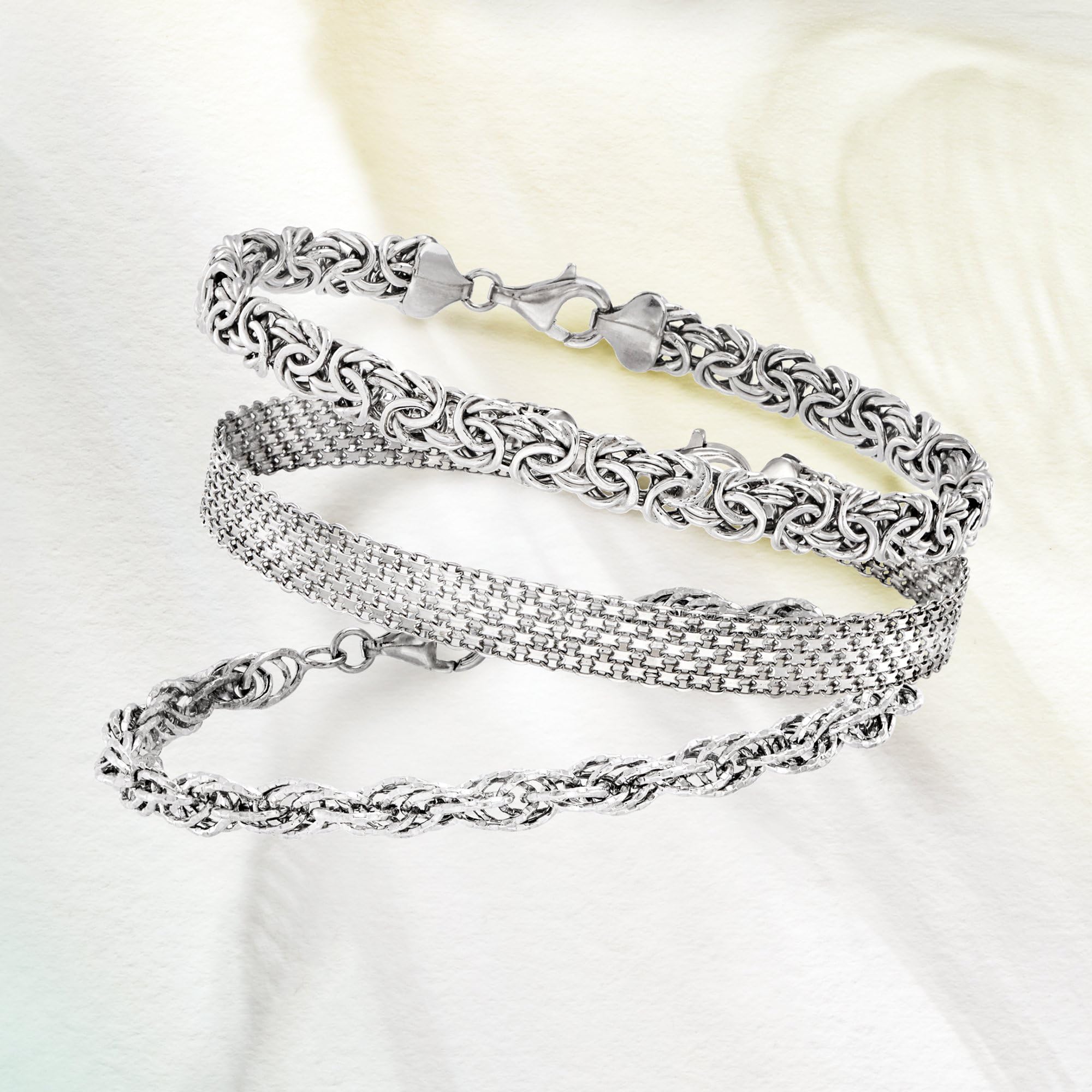 Ross-Simons 3-Piece Link Bracelet Set | Sterling Silver & Gold Plated Jewelry for Women | Perfect for Gifts, Parties & Everyday Wear