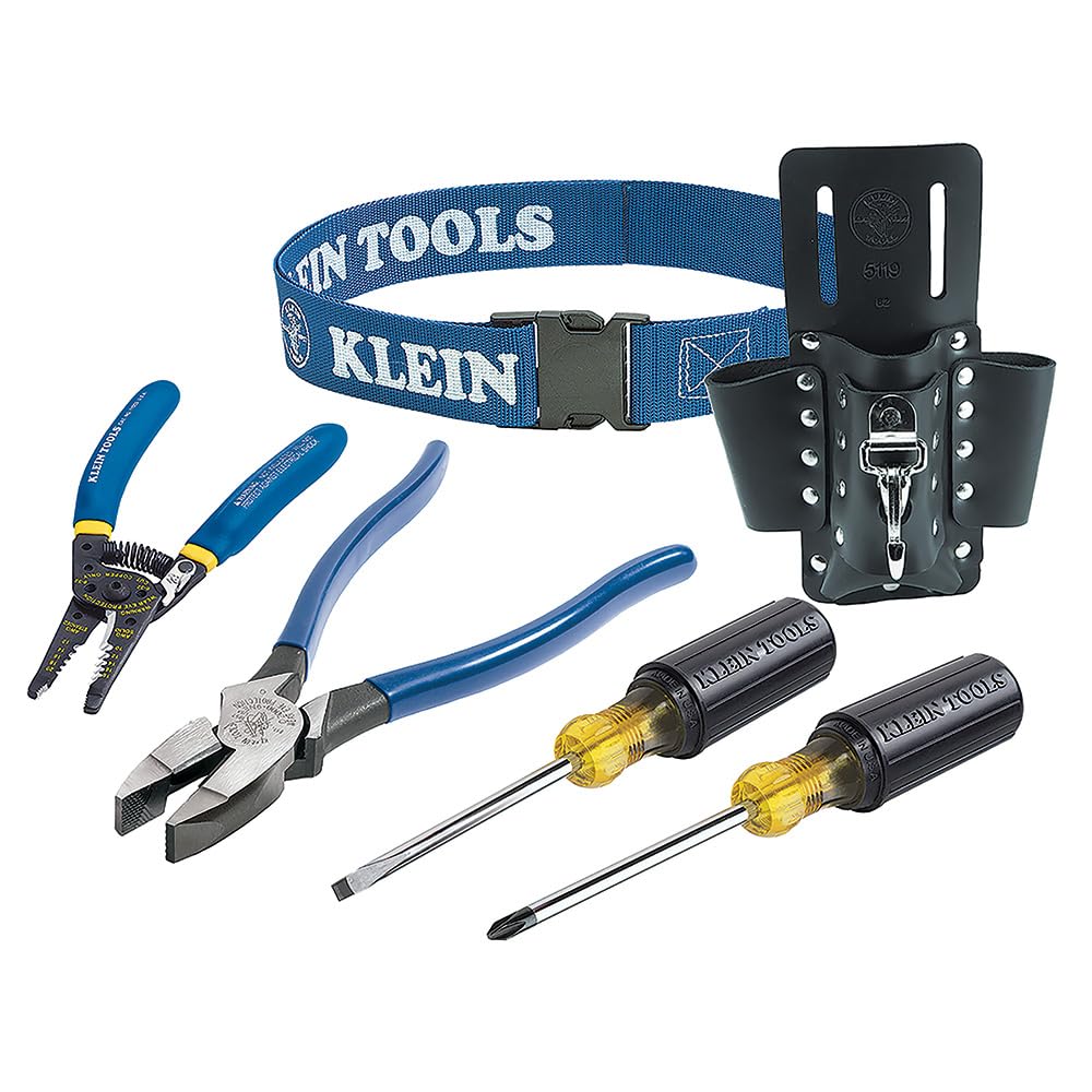 Klein Tools 80006 6-Piece Trim-Out Kit with Leather Pouch for Electricians & Carpenters
