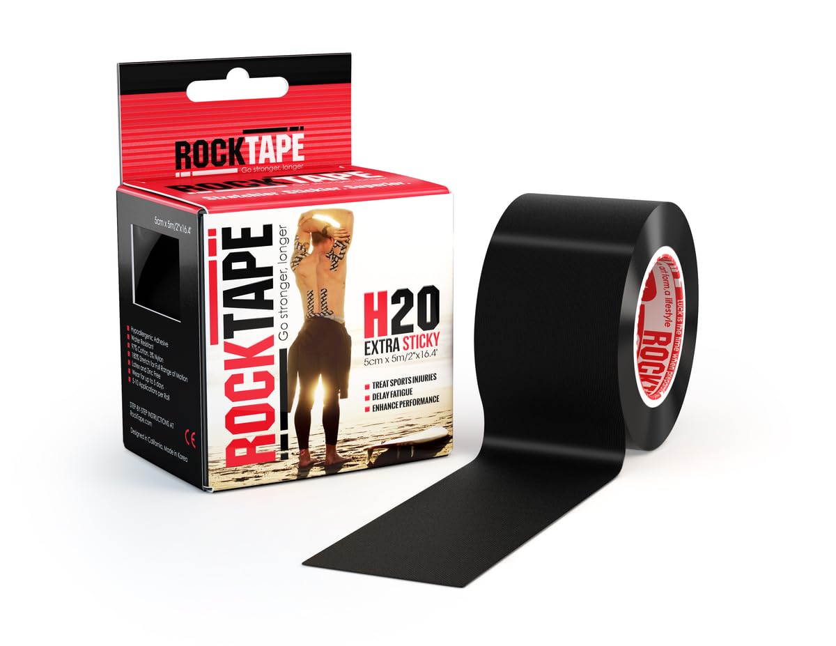 RockTape 2-Inch Extra Sticky Kinesiology Tape for Sports & Recovery - Waterproof Athletic Tape for Pain Relief, Muscle Support & Injury Prevention - Ideal for Athletes, Runners & Physical Therapy