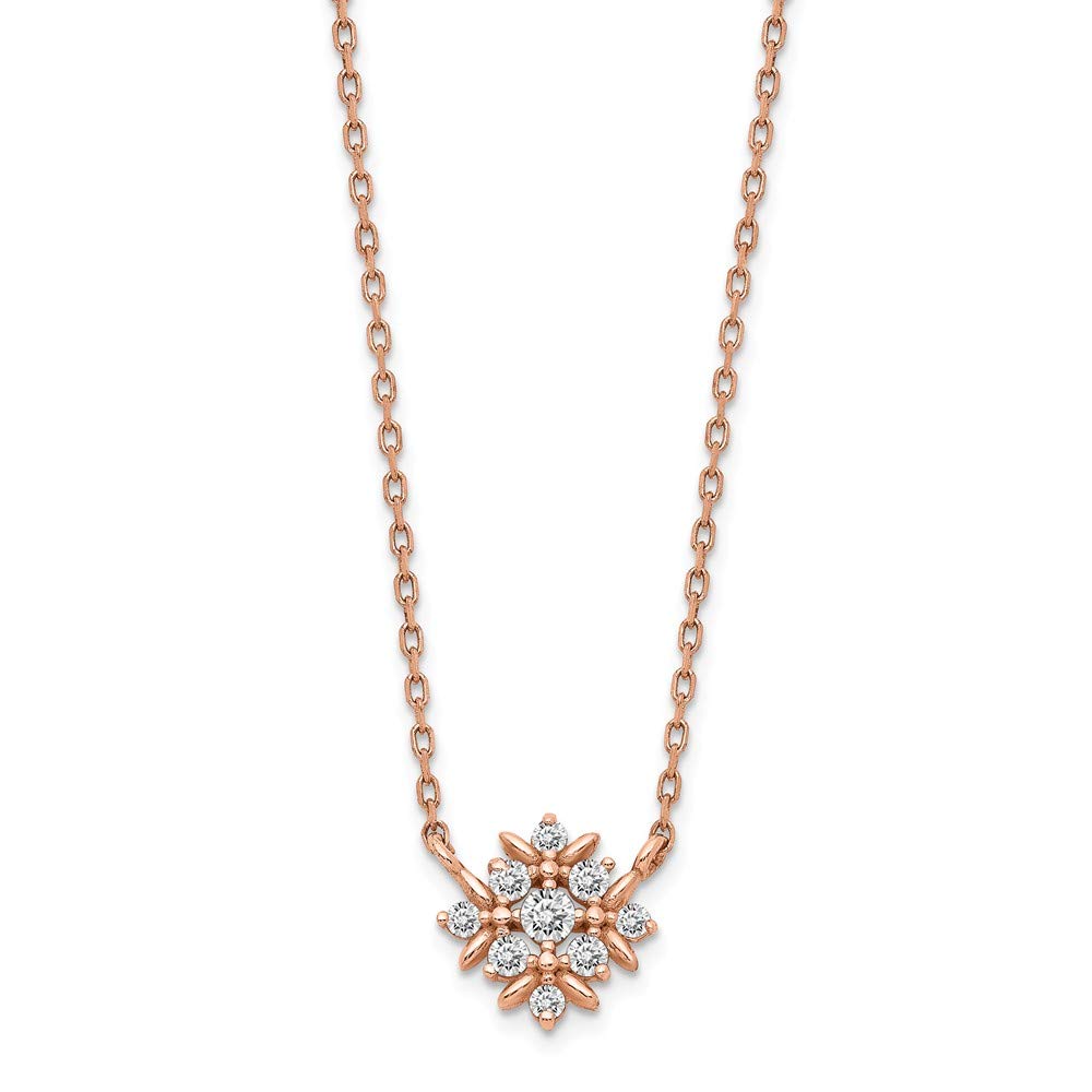 14K Rose Gold Cubic Zirconia Pendant Necklace - 1 Inch Extension Charm Chain (15 Inch) | Elegant Jewelry Gift for Women, Perfect for Weddings, Anniversaries & Special Occasions