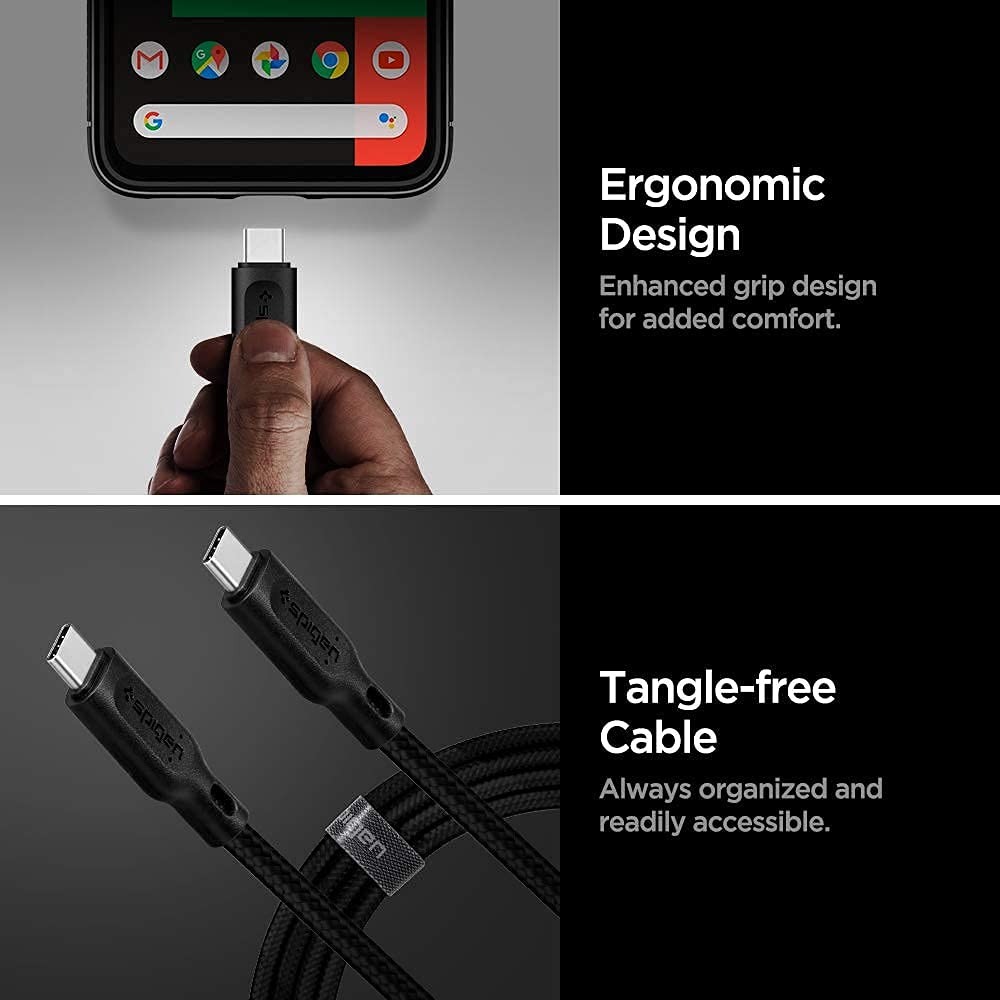 Spigen 65W USB C Car Charger with USB C to C Fast Charging Cable (1 Pack) - Fast Charge Your Phone, Tablet & Laptop On The Go