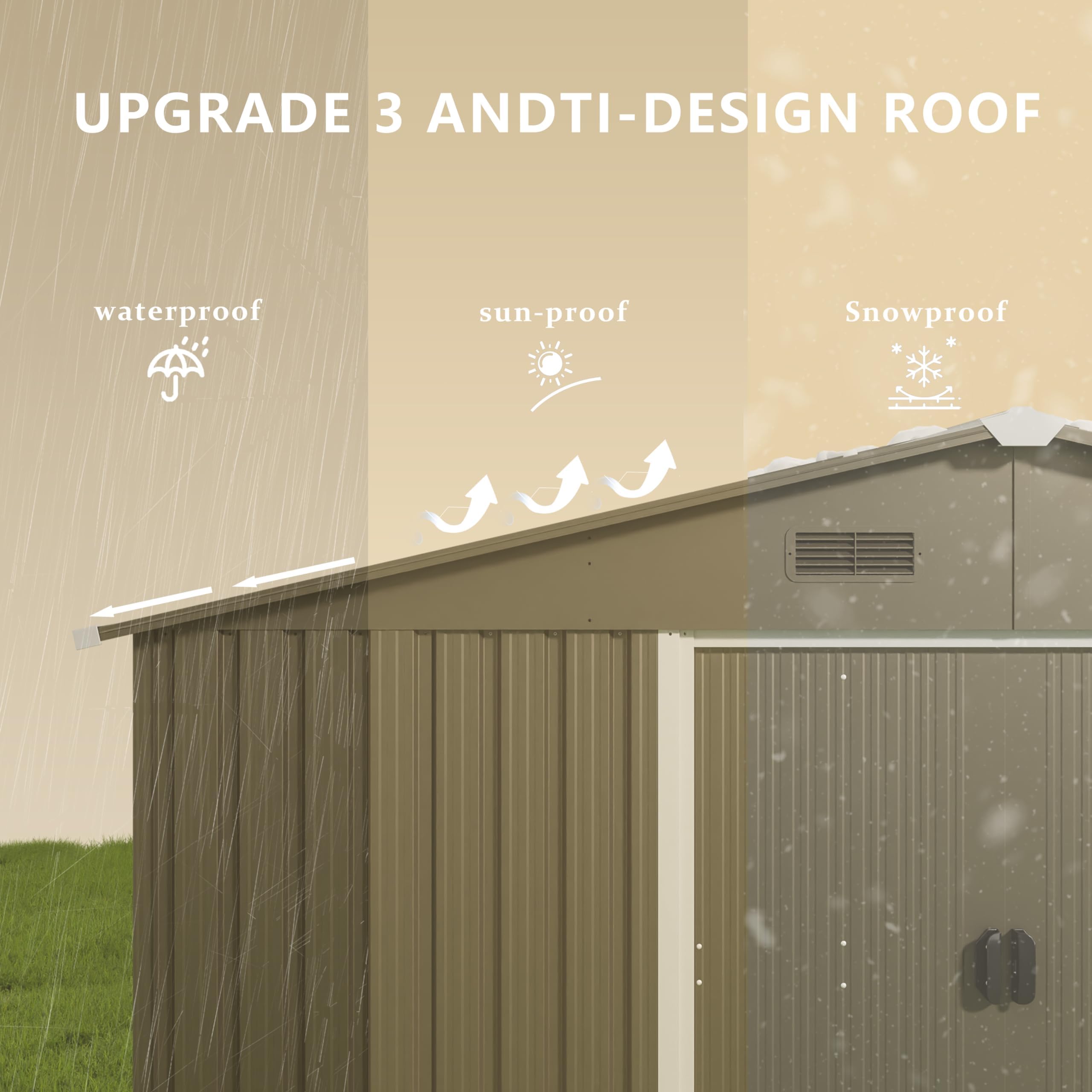 10FT x 8FT Outdoor Metal Storage Shed - Waterproof & Lockable with Sliding Door & Ventilation - Heavy Duty Garden Tool Storage for Lawn Equipment, Yard Supplies & Outdoor Organization - Perfect for Backyard, Patio & Garage Storage