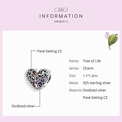 925 Sterling Silver Family Tree of Life Charm Bead - Love Tree Pendant for Pandora Bracelets, Christmas Gift & Jewelry Making (G 1608) | Perfect for Anniversary, Mother's Day & Personalized Gifts