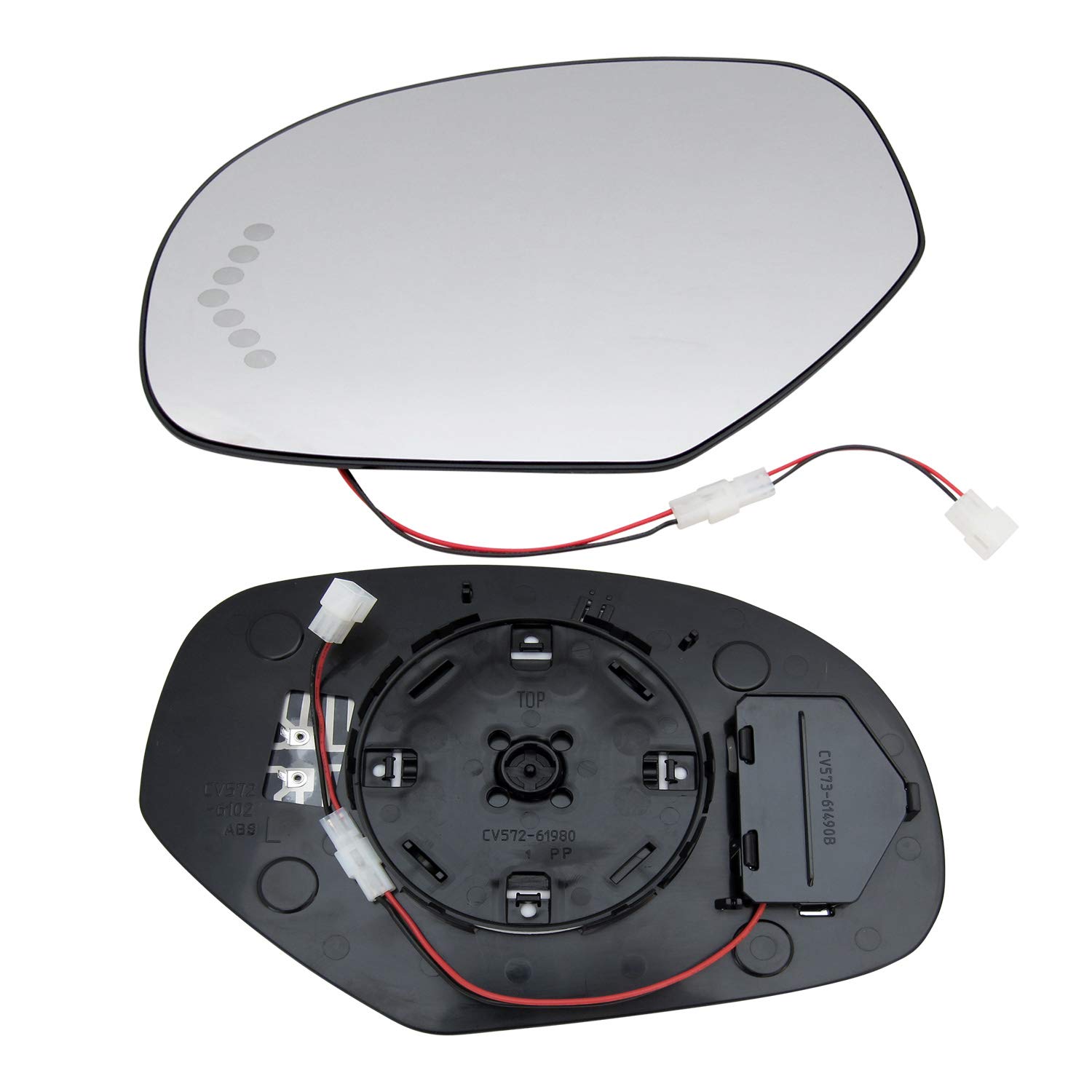 Heated LED Turn Signal Driver Side Mirror Glass Assembly with Plastic Backing Plate - Compatible with Chevrolet Avalanche, Silverado, Suburban, Tahoe; GMC Sierra, Yukon XL; Cadillac Escalade (2007-2014) - Perfect for Night Driving & Winter Conditions