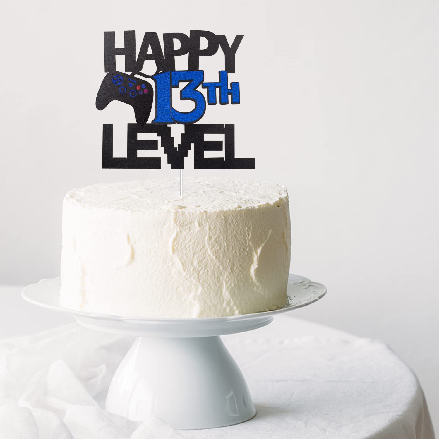 Happy 13th Birthday Video Game Cake Topper - Glitter Gamer Level 13 Unlocked Party Decoration for Birthday Cakes - Perfect for Gaming Themed Parties & Teen Birthday Celebrations