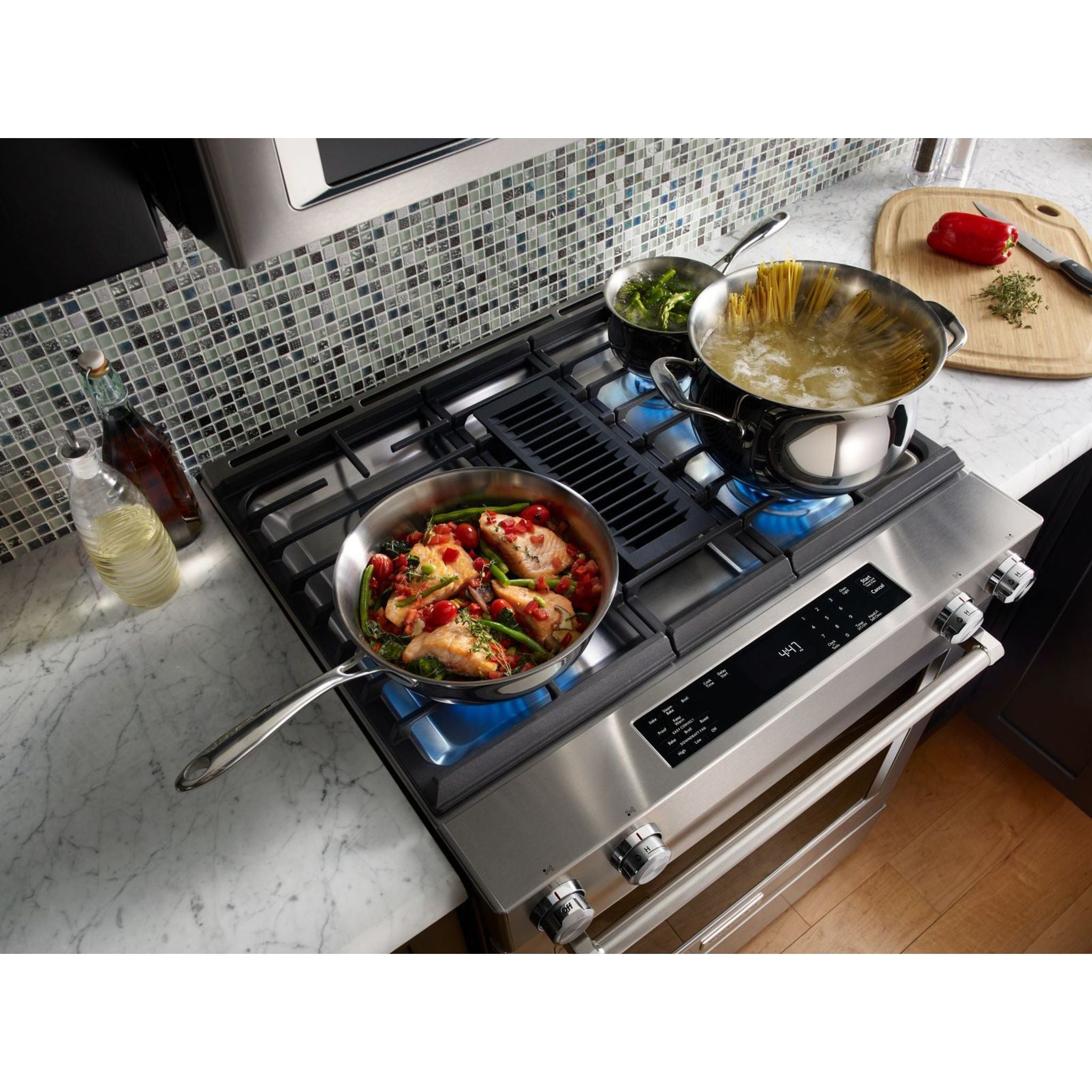 KitchenAid KSDG950ESS 30-Inch Slide-In Dual Fuel Range - Stainless Steel Gas Stove & Electric Oven for Professional Cooking & Baking at Home