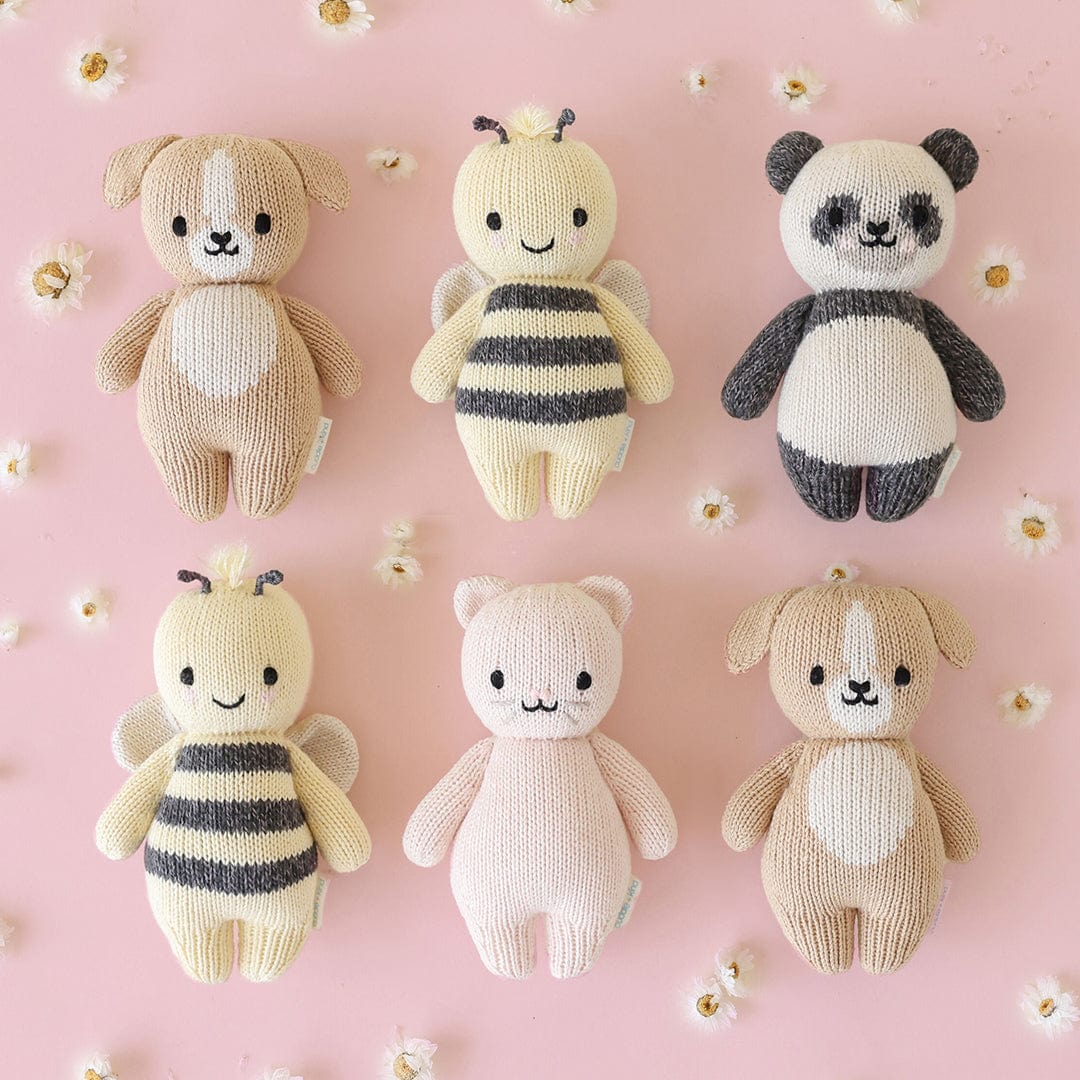 Cuddle+Kind Handmade Organic Cotton Baby Puppy Plush Toy - Soft & Safe Stuffed Animal for Newborns, Toddlers & Kids | Perfect for Nursery Decor, Gifts & Cuddling