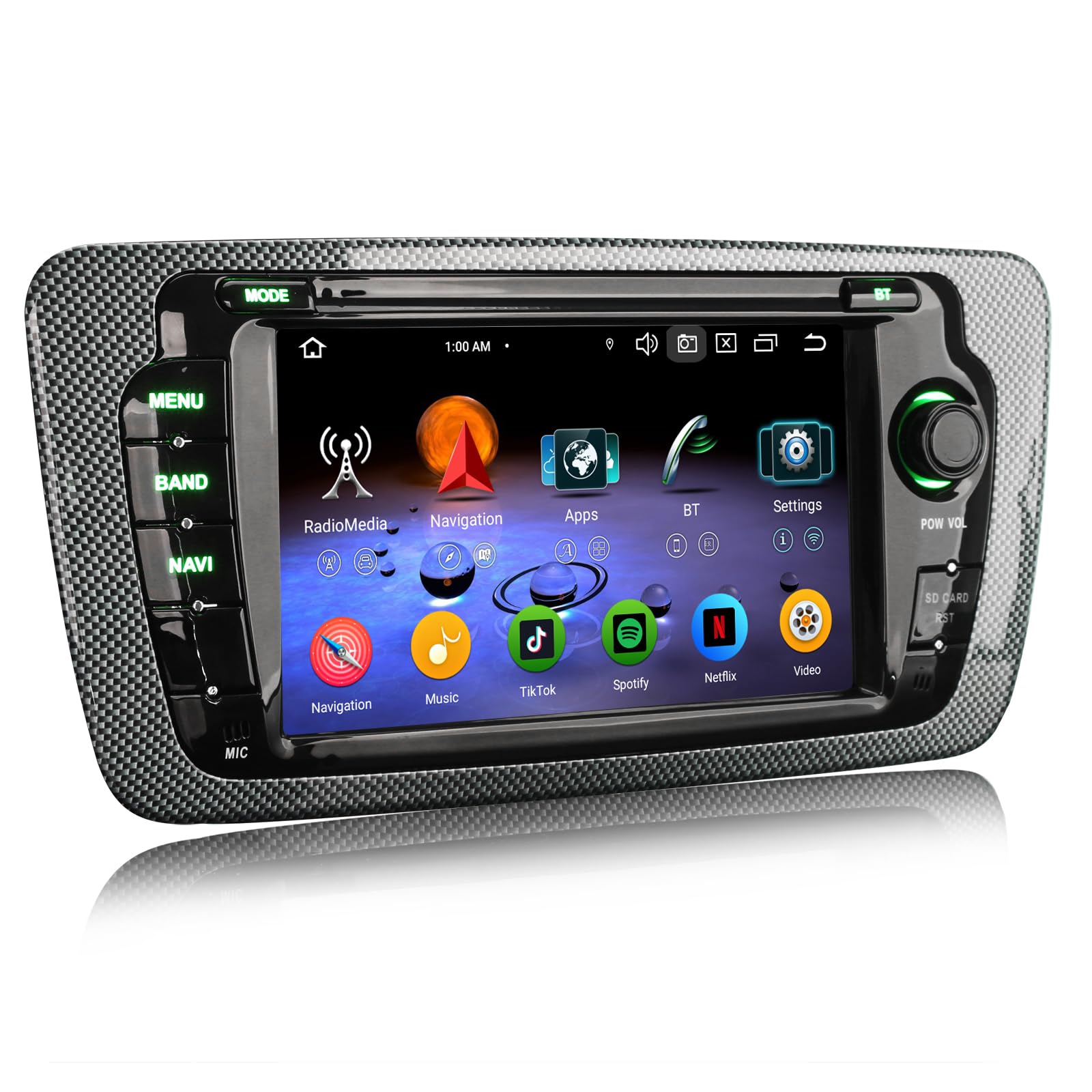 Erisin 8-Core 4GB RAM 64GB ROM Android 14 Car Stereo GPS Navigation for Seat Ibiza 2009-2013 | 7 Inch IPS Touch Screen | Wireless CarPlay & Android Auto | DSP DAB+ Bluetooth 5.0 OBD2 WiFi | Perfect for Road Trips & Daily Commutes