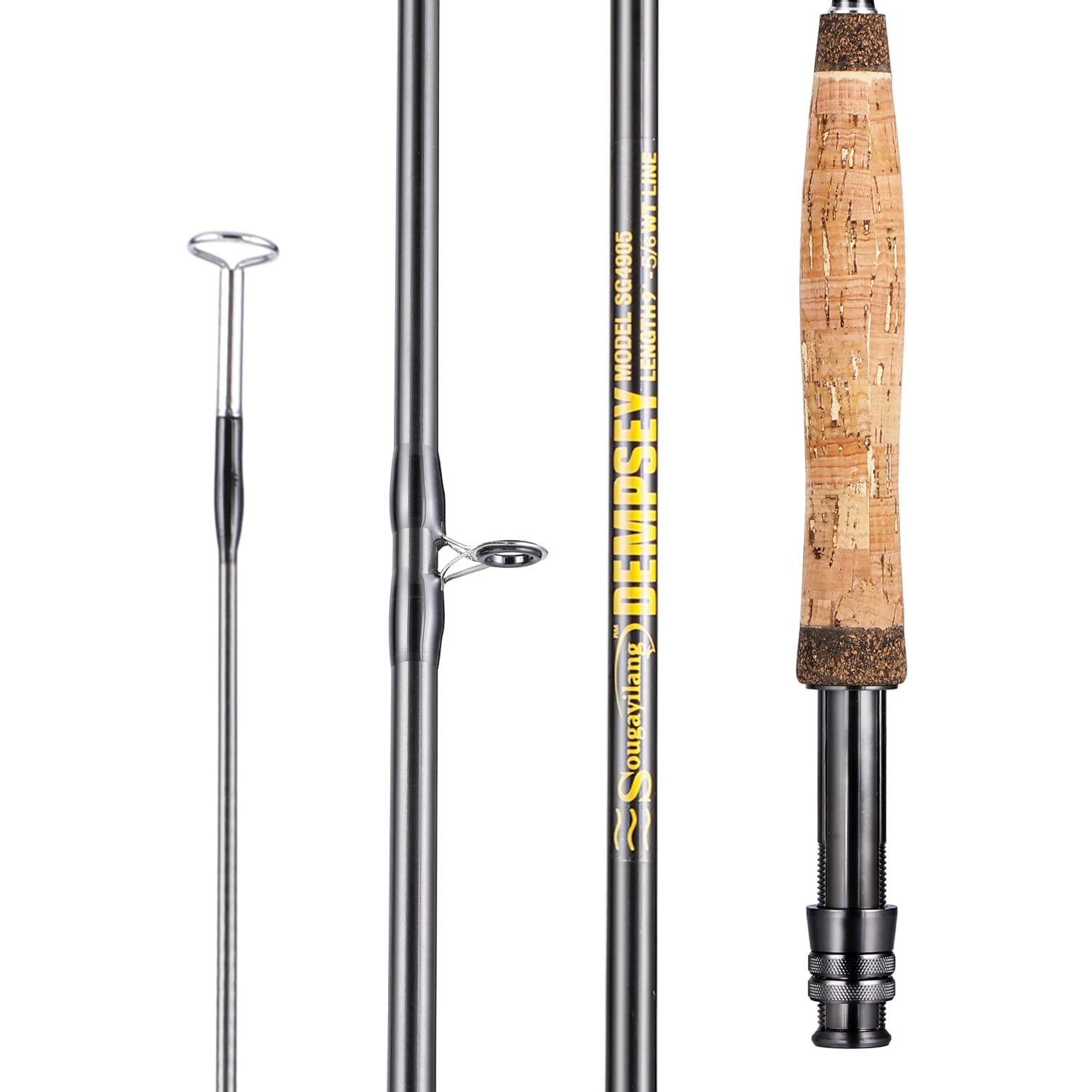 Sougayilang 4-Piece 9-Foot Lightweight Fly Fishing Rod - Ultra Portable Travel Fishing Pole for Trout, Salmon, Sunfish - Perfect for Backpacking, Camping & River Fishing Adventures
