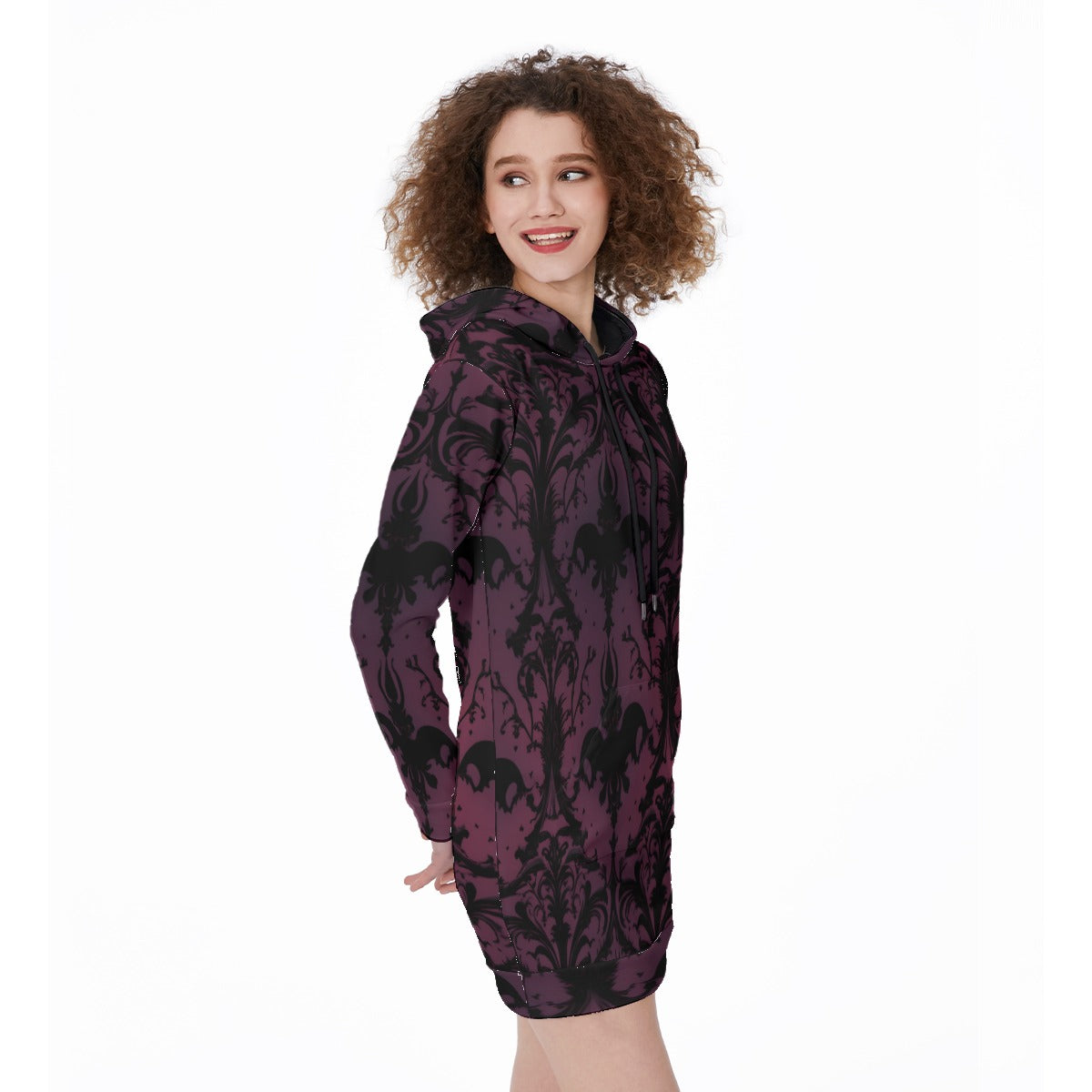 Gothic Purple and Black Women's Long Hoodie - Stylish Gothic Fashion for Women | Perfect for Casual Wear, Halloween Costumes, and Gothic Outfits
