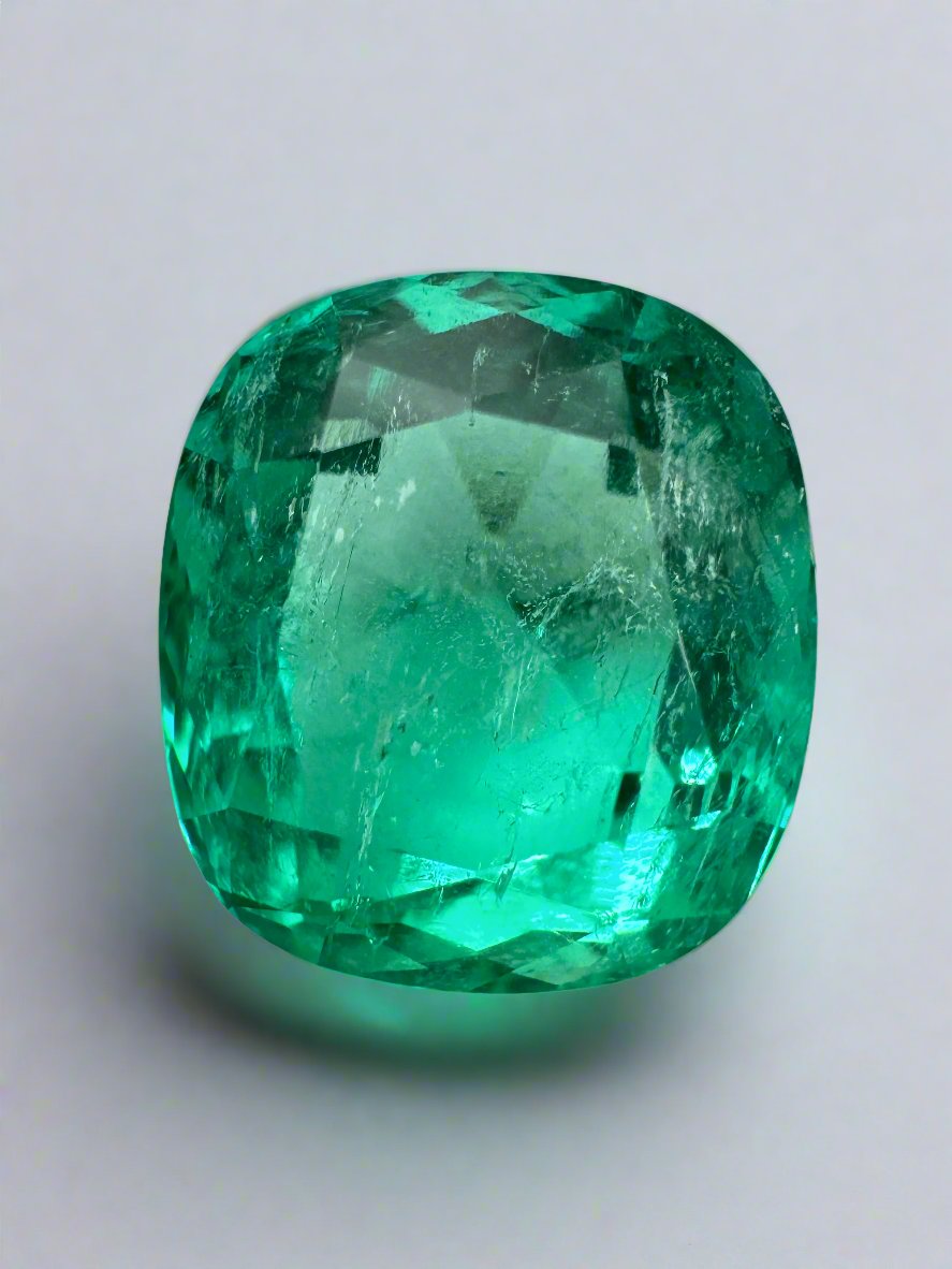 5.72 Carat Vivid Bluish Green Natural Colombian Emerald - 11.2x10mm Cushion Cut Loose Gemstone for Jewelry Making, Engagement Rings & Luxury Collections