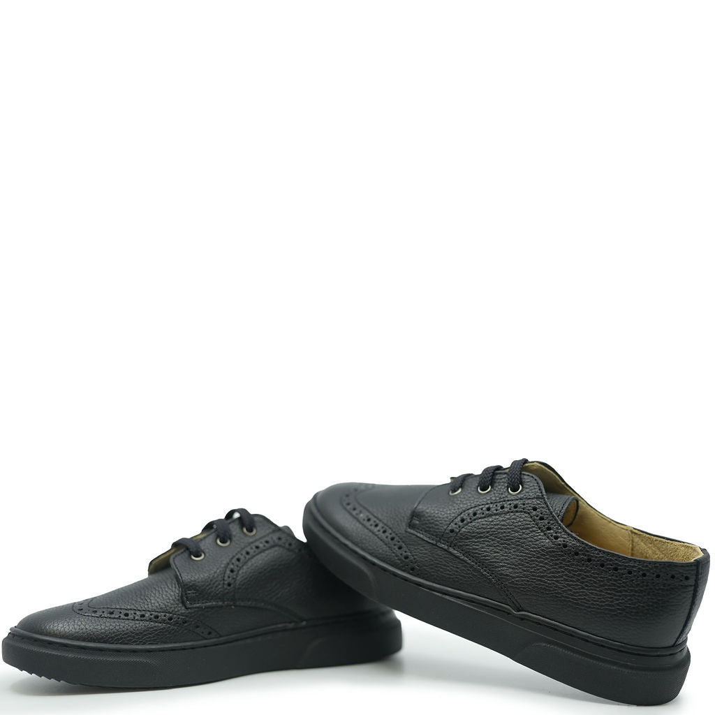 Blublonc Black Wingtip Lace Up Dress Sneakers for Men - Classic Oxford Style Business Casual Shoes for Office, Wedding & Formal Events