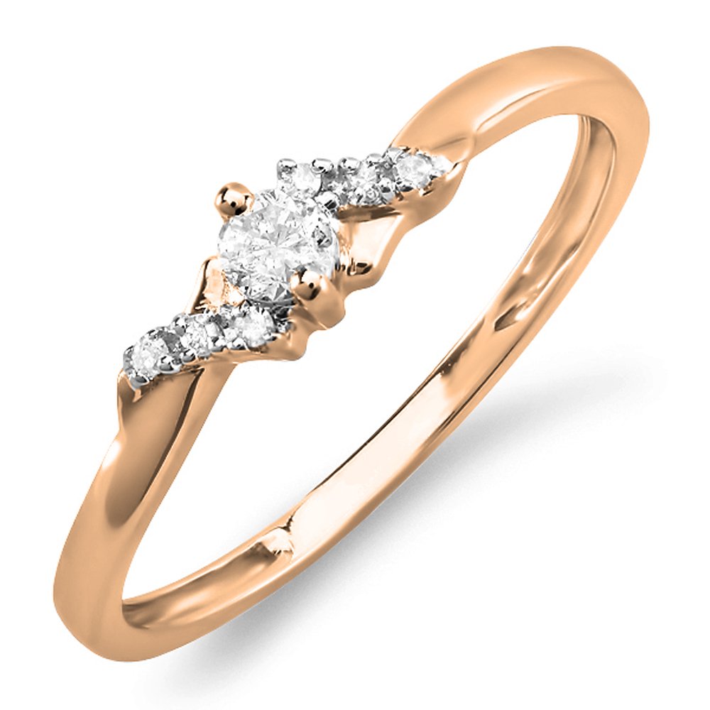 Dazzlingrock 10k Solid Gold Round Diamond Engagement Ring for Women - 0.18 Cttw Bridal Promise Ring | Perfect for Proposals, Anniversaries & Special Occasions
