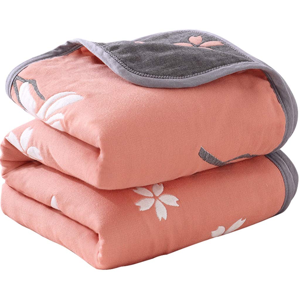 6-Layer Gauze Cotton Blanket for Summer - Breathable & Cooling Air Conditioning Blanket, 200x230cm (Orange) - Perfect for Hot Sleepers, Lounging, and Air-Conditioned Rooms