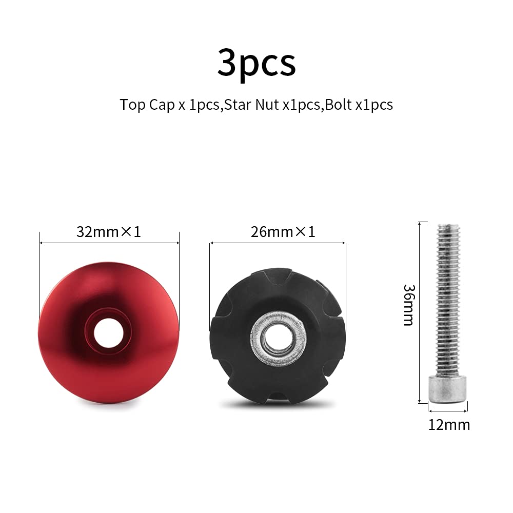 Carbon Fiber Bicycle Headset Spacer 1-1/8 inch 28.6mm with Stem Top Cap, Headset Star Nut & Titanium Bolt - Lightweight Aluminium Alloy MTB Road Bike Spacer Kit for Smooth Riding & Easy Installation