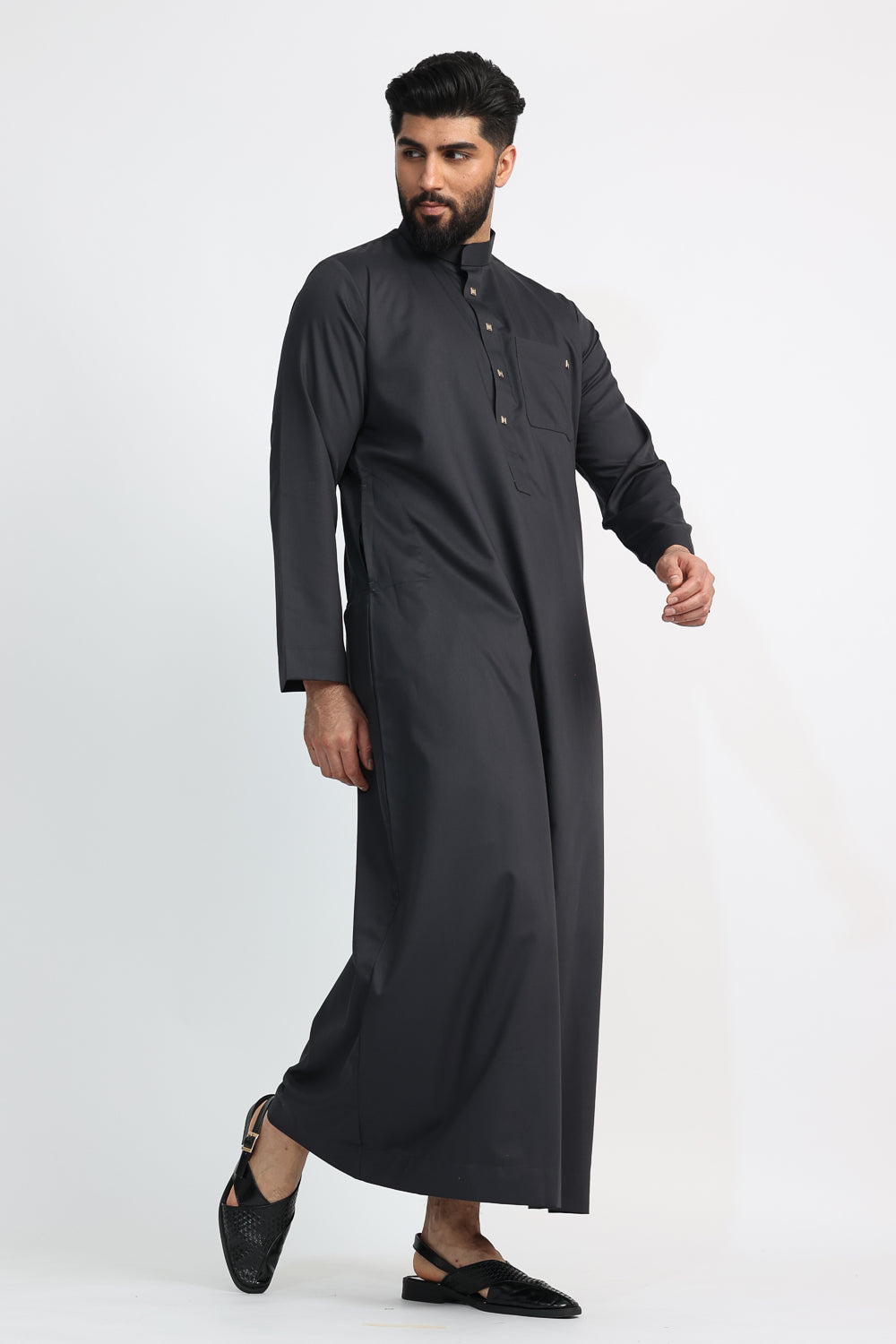 J1516 Black Saudi Collar for Men - Premium Islamic Thobe Neck Accessory - Perfect for Eid, Ramadan & Special Occasions