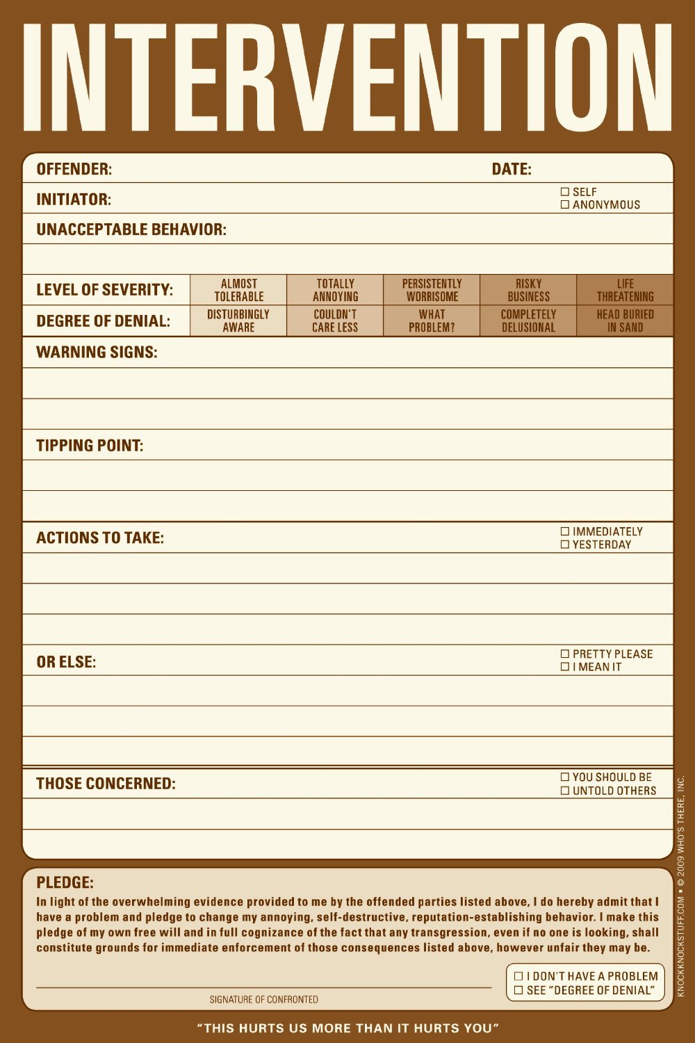 Knock Knock Intervention Writing Notepad - Motivational Journal for Self-Improvement & Therapy | Perfect for Counselors, Life Coaches & Personal Growth (50 Sheets)