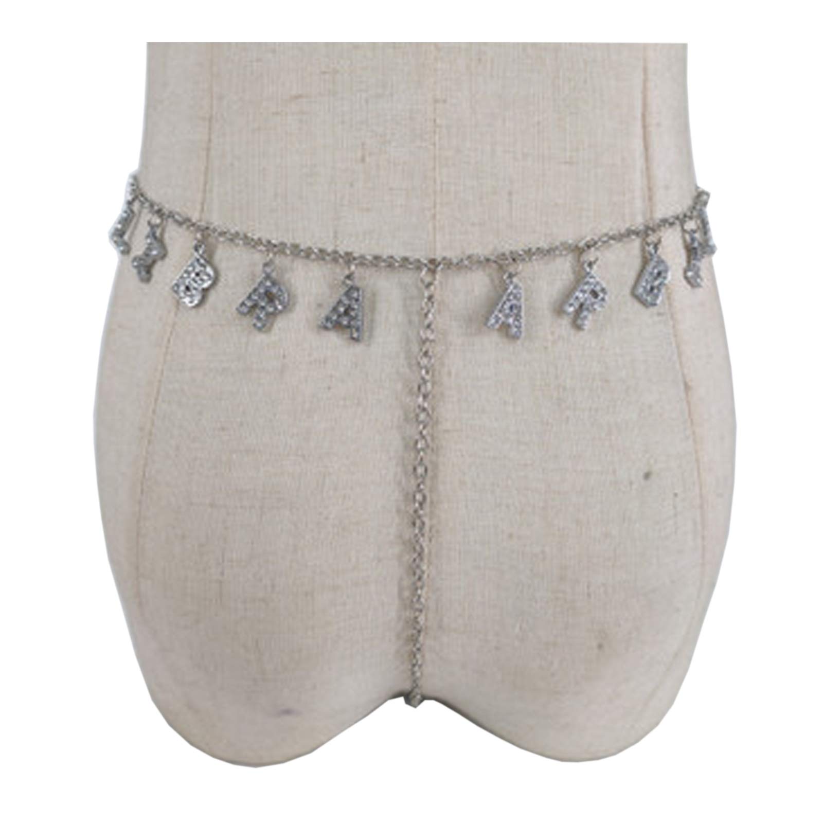 Sparkling Rhinestone Letter Belly Chain - Elegant Metal Waist Jewelry with Crystal Accents | Lower Back Body Chain for Women | Perfect for Music Festivals, Beach Parties & Bachelorette Events