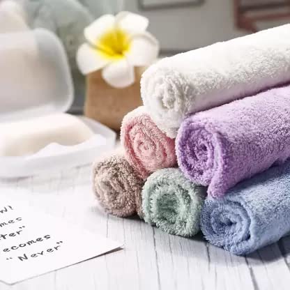 Lodhi Home Ultra Soft Microfiber Face Towels - Highly Absorbent Handkerchiefs for Women, Girls & Babies - Gentle Makeup Remover Cloths (Multicolor, 4-Pack) - Perfect for Skincare, Travel & Gym Use