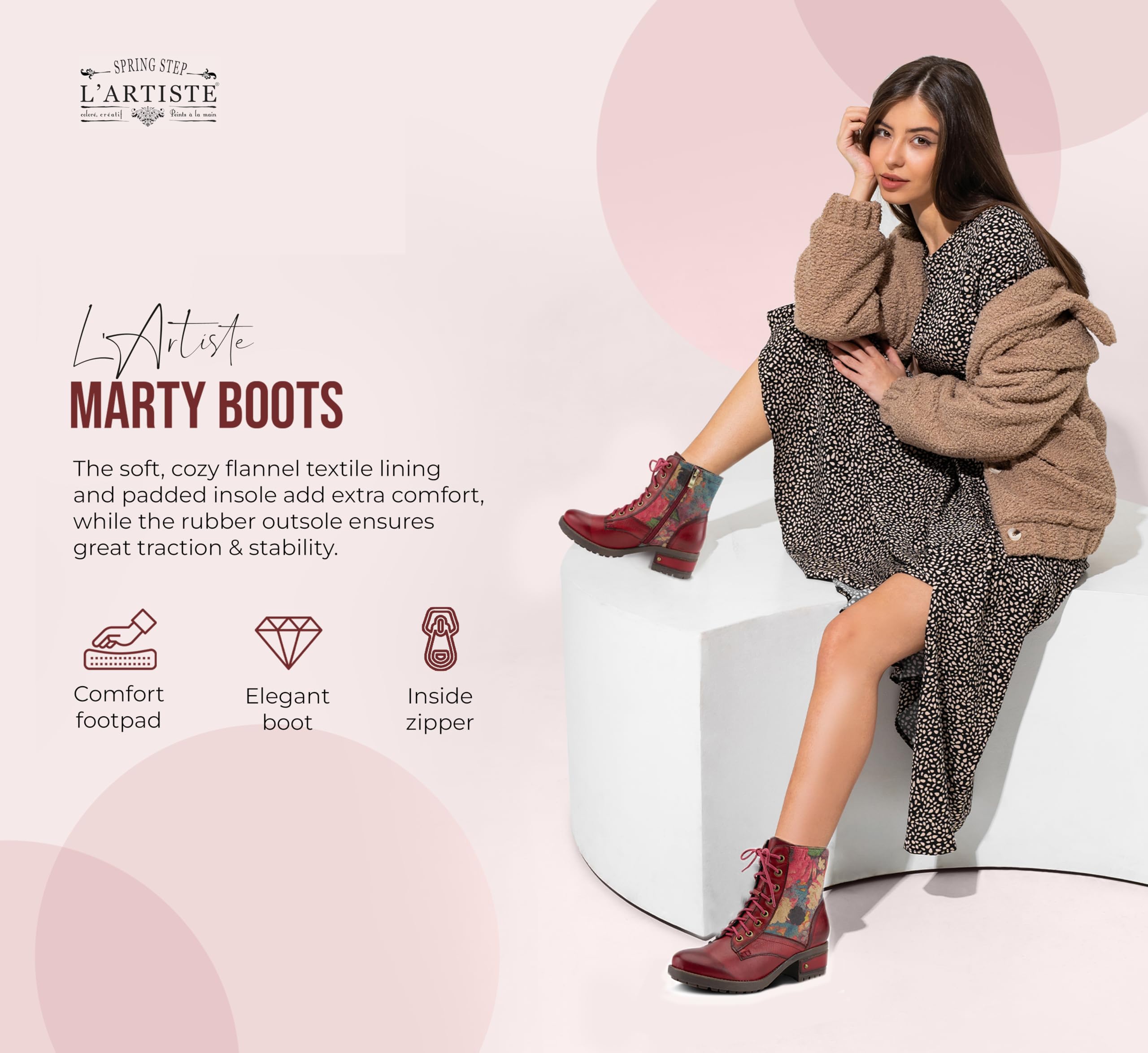 Spring Step L'Artiste Women's Marty Boots - Comfortable Ankle Boots for Women | Waterproof & Stylish Winter Shoes | Perfect for Casual Outfits, Office Wear & Outdoor Activities