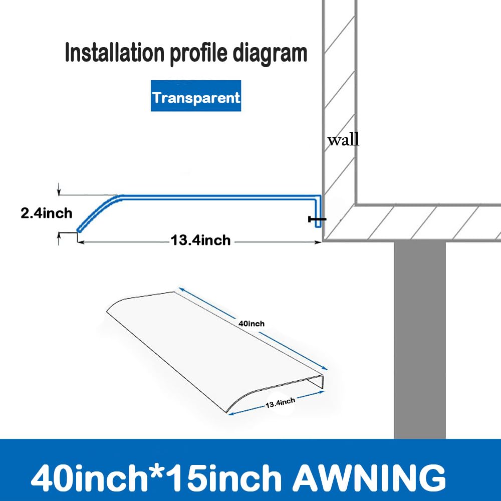 Waterproof Clear Window Door Canopy - Heavy Duty Outdoor Awning Without Brackets for Patio, Balcony & Garden - UV Resistant Rain Shelter Cover for Sun Protection & Weatherproofing