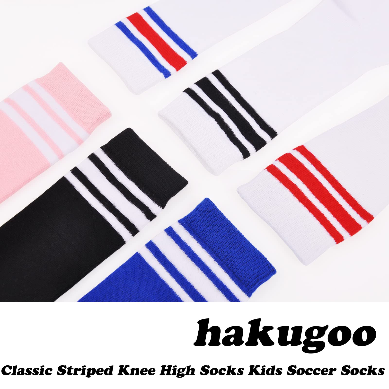 **Boys Girls Cotton Knee High Soccer Socks - 2/3/6 Pairs Pack, Striped Sports Socks for Toddlers & Kids - Perfect for School Uniform, Soccer Games & Daily Play**