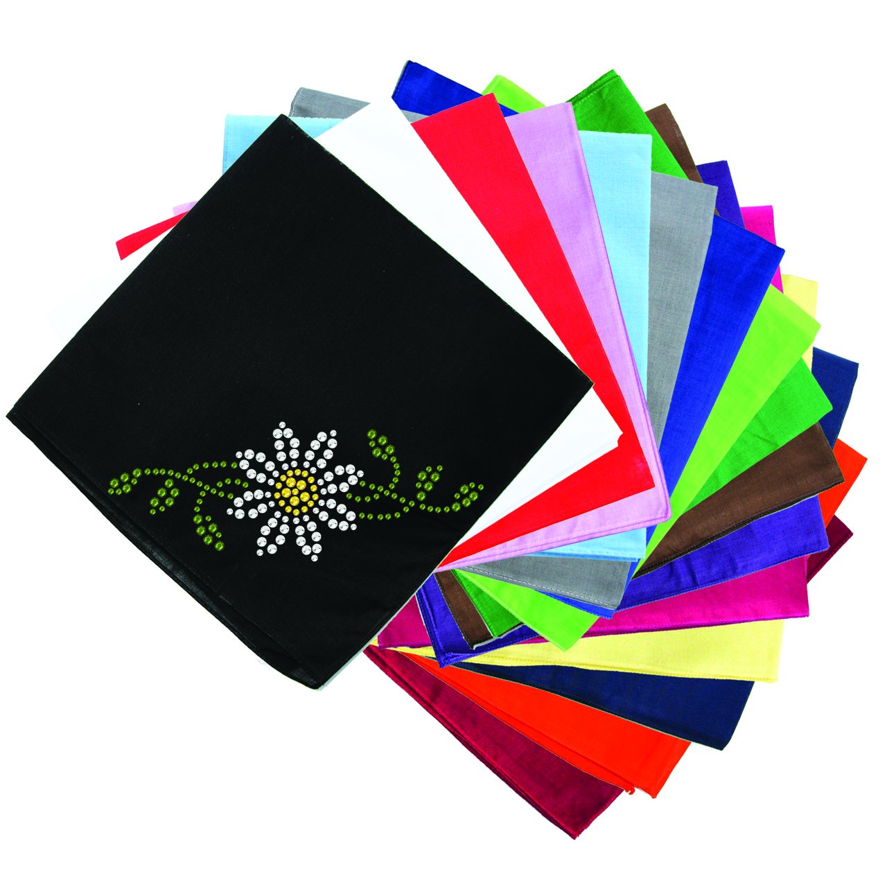 Sparkling Rhinestone Dog Bandana with Daisy Design - Adjustable Pet Bandana for Small Dogs - Perfect for Parties, Photos & Everyday Wear (Multiple Colors Available)