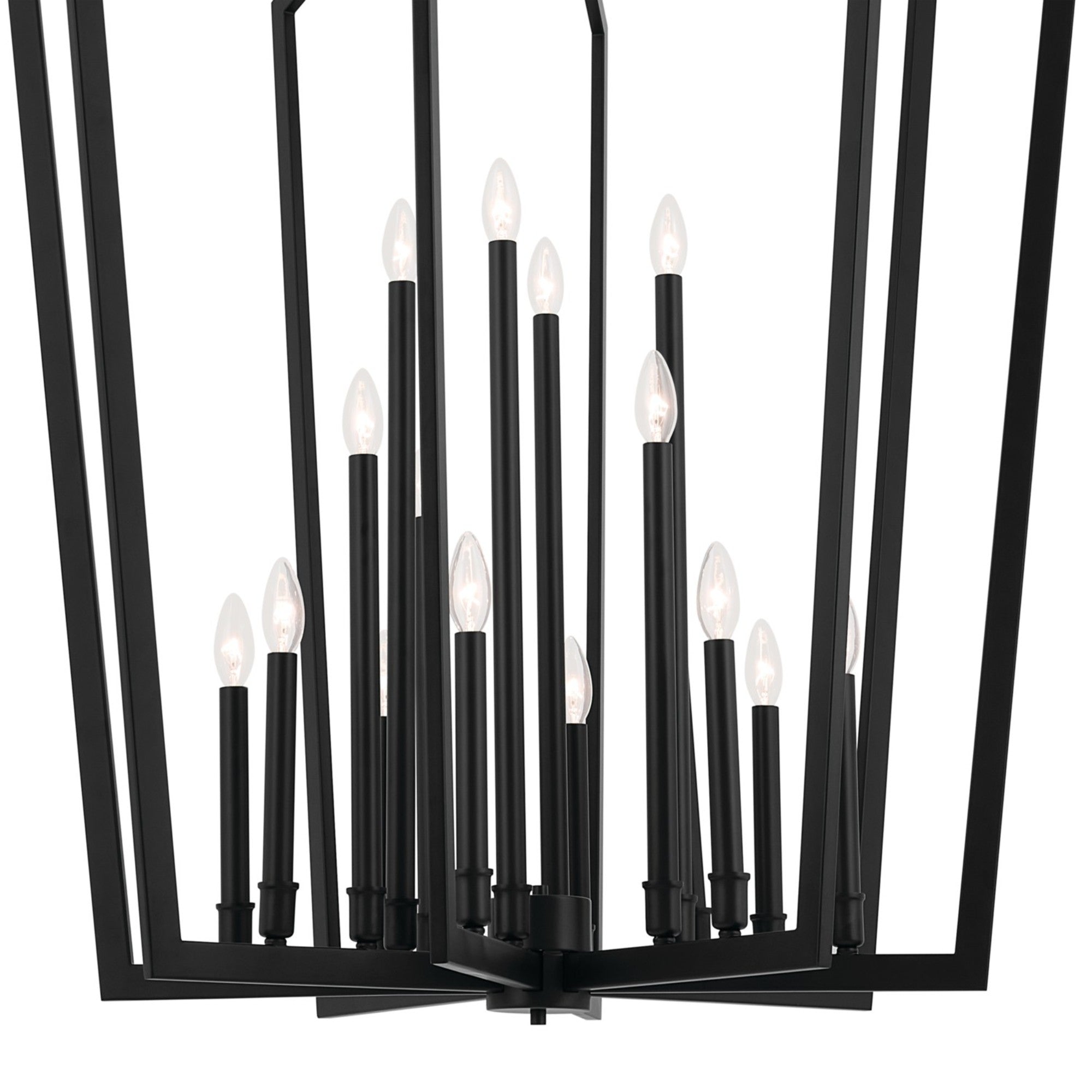 Abbotswell 37 Inch 16-Light Black Chandelier - Modern Crystal Ceiling Light Fixture for Dining Room, Bedroom, or Living Room Decor