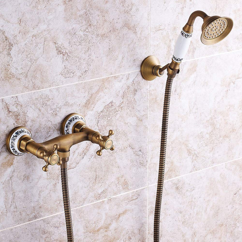 Antique Solid Brass Handheld Shower System - European Style Hotel Bathroom Shower Set with Copper Shower Head | Perfect for Luxury Bathrooms, Spa Retreats & Vintage Home Decor