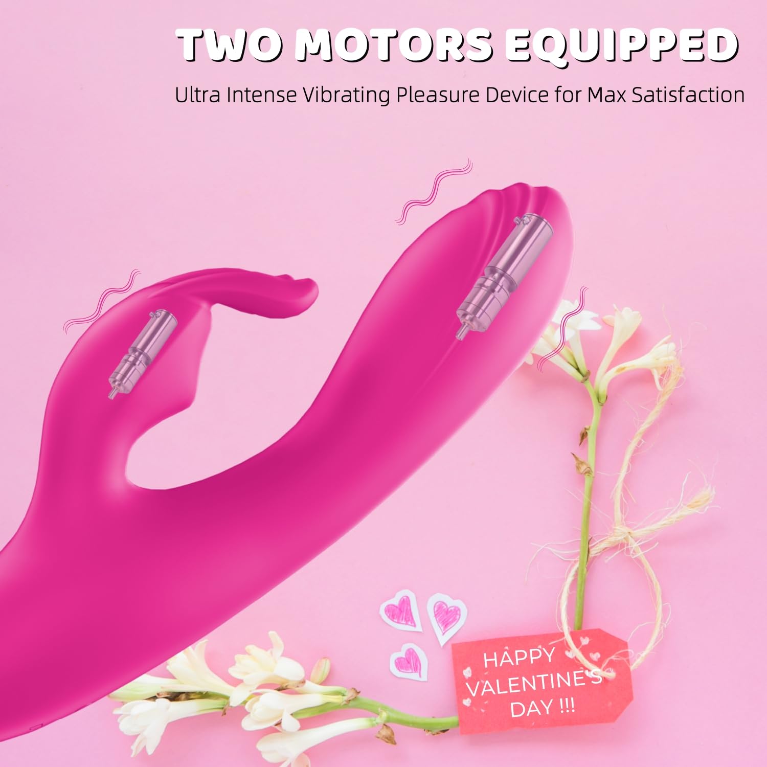 Rabbit Vibrator for Women - Dual Stimulation Clitoral & G-Spot Vibrator, Waterproof Rechargeable Silicone Adult Toy - Perfect for Solo Play & Couples Intimacy (Red)